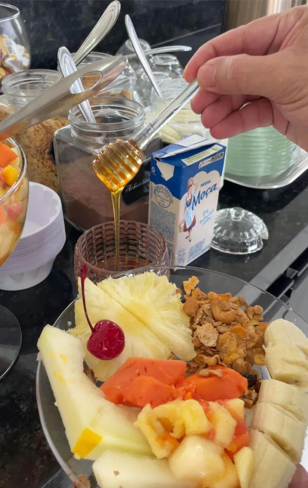 Breakfast in Hotel Pousada Acauã Acesso através de escadas