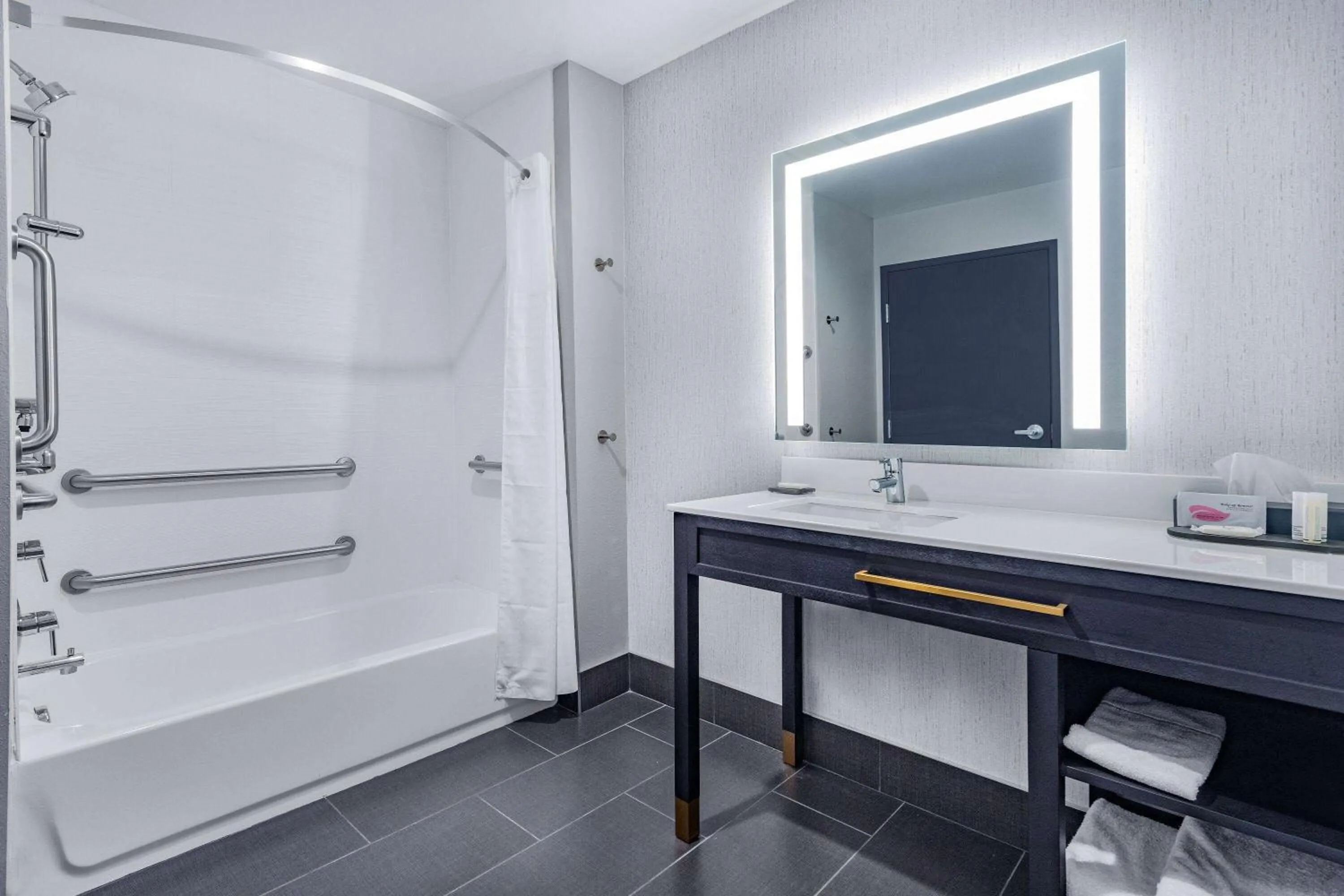 Bathroom in LaQuinta Suites by Wyndham South Bend Notre Dame Area