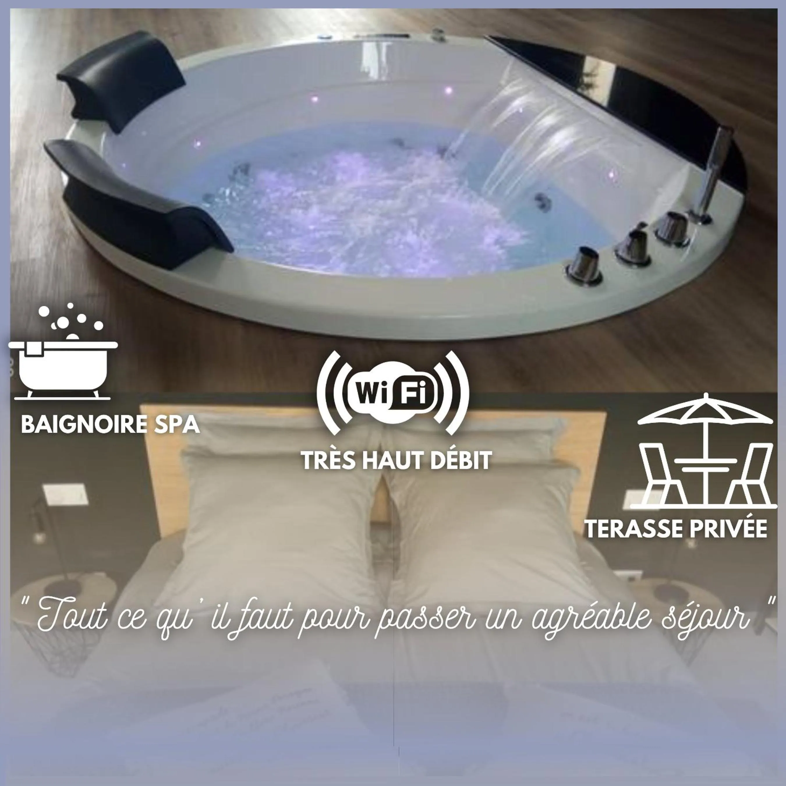 Hot Tub in La Casa du Dolmen Clara, balnéo privée, entre terre et mer