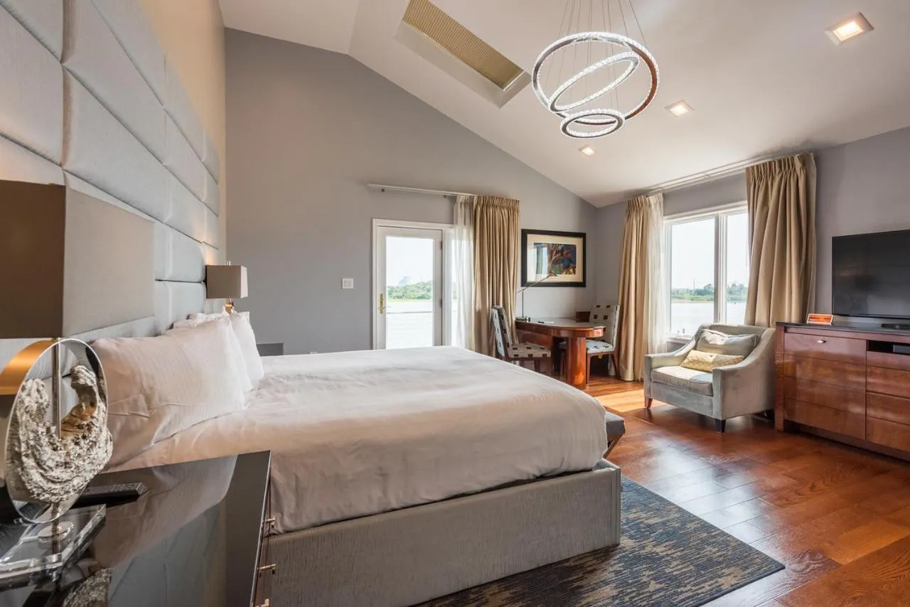 Bed in Lago-mar Luxury Modern Waterfront Home