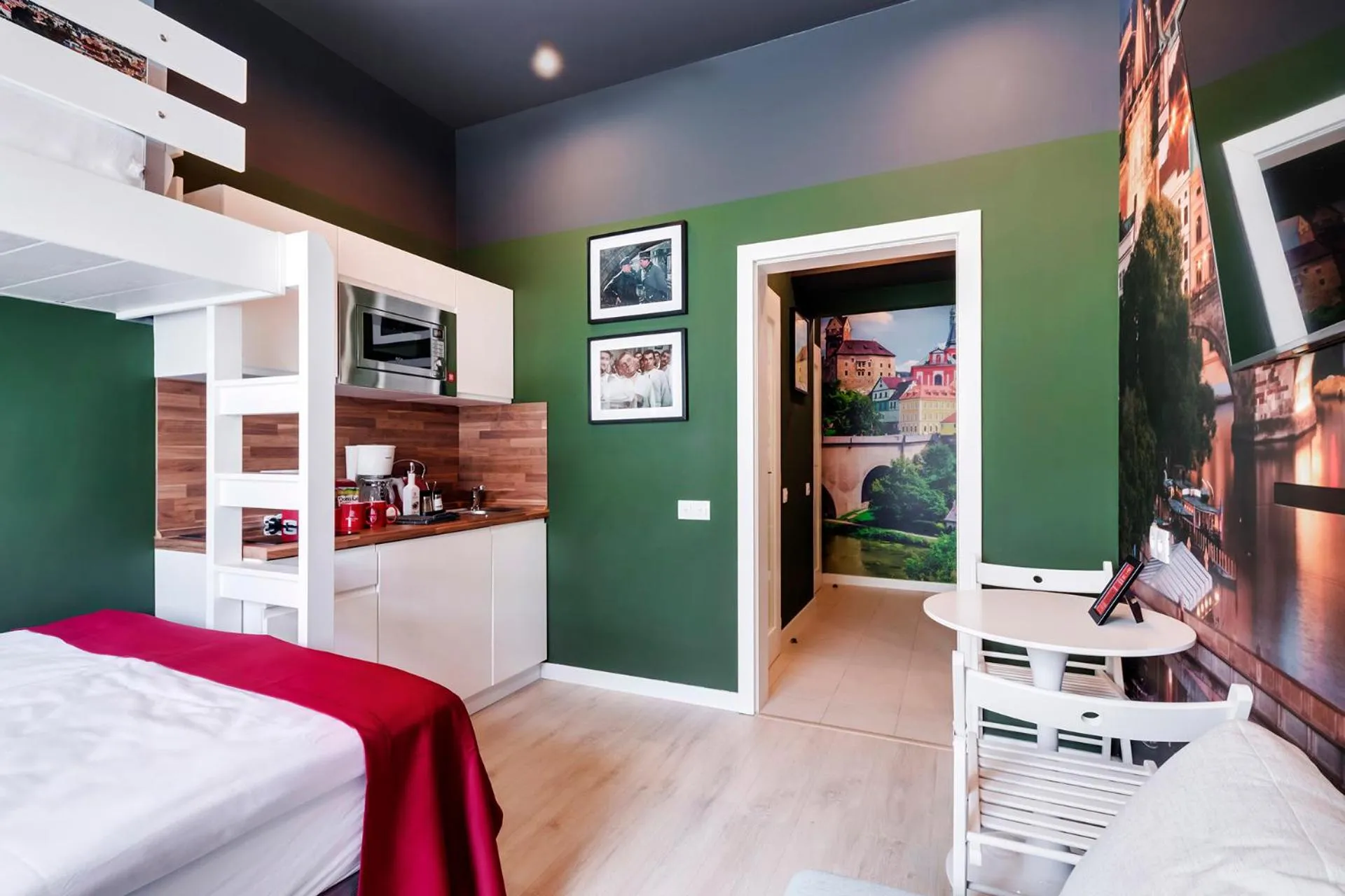 Dining area, Bed in Revelton Studios Prague