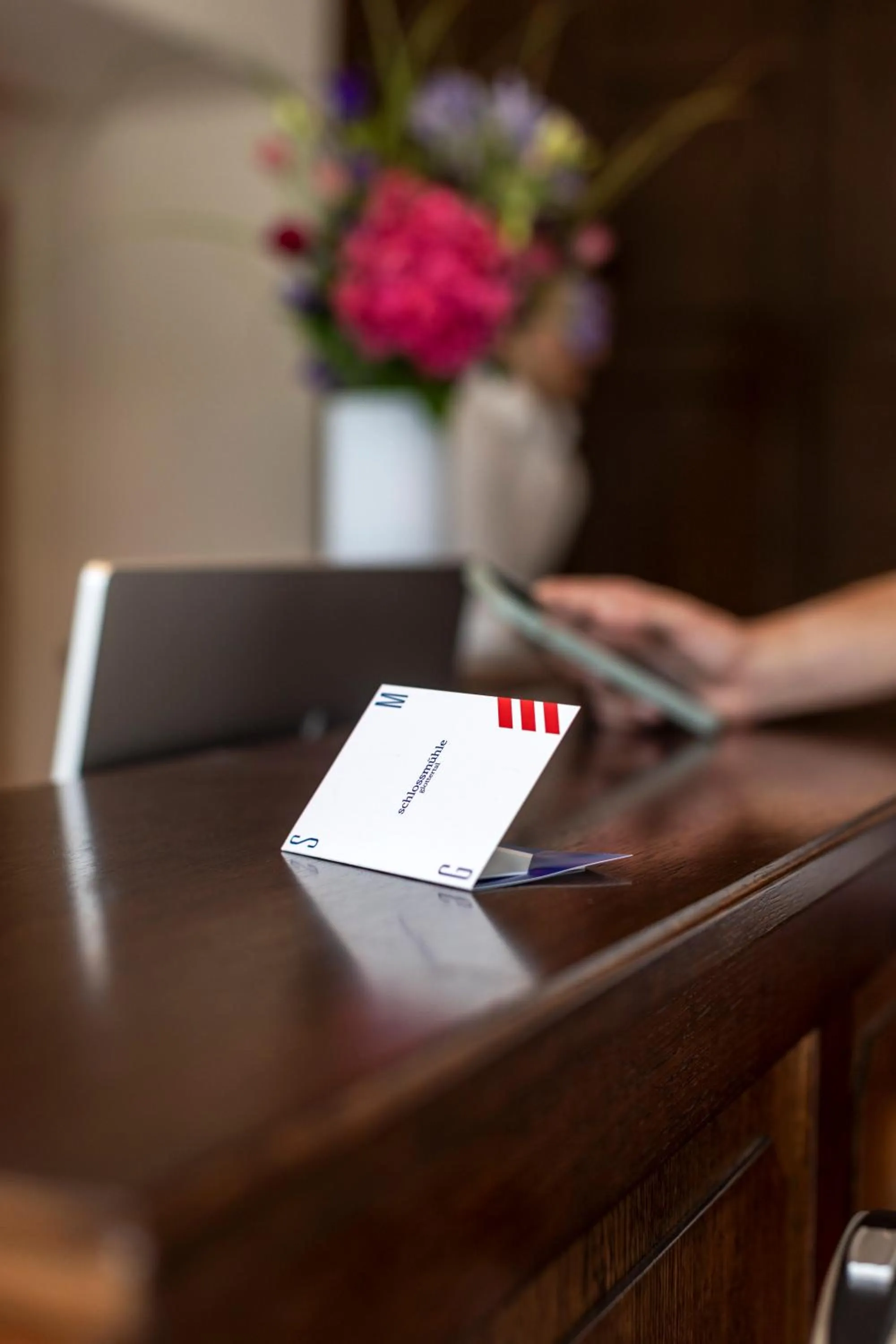 Lobby or reception in schlossmühle - lean luxury boutique hotel