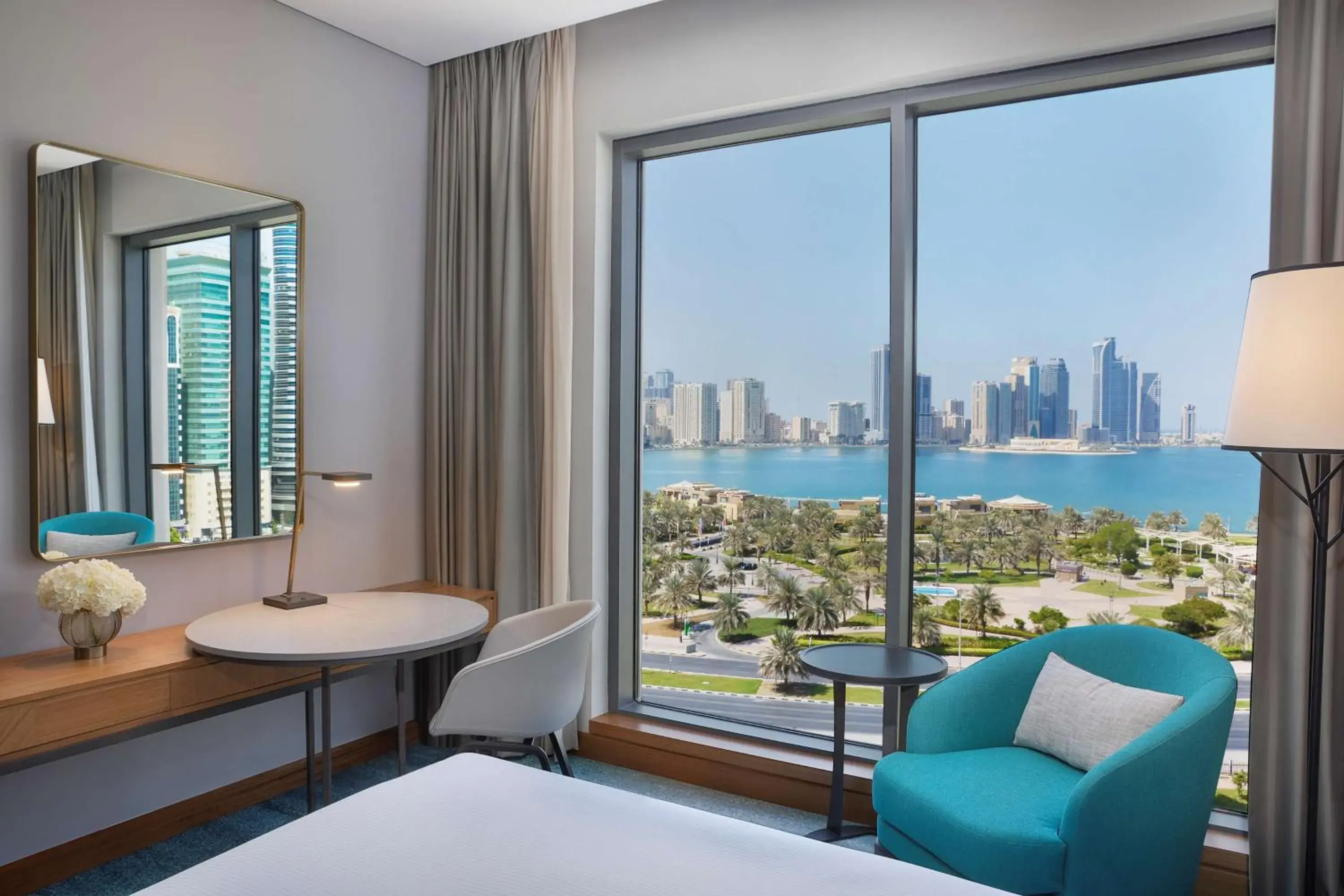 King Deluxe Room with Sofa Bed and Waterfront View in DoubleTree by Hilton Sharjah Waterfront Hotel And Residences King Deluxe Room with Sofa Bed and Waterfront View in DoubleTree by Hilton Sharjah Waterfront Hotel And Residences