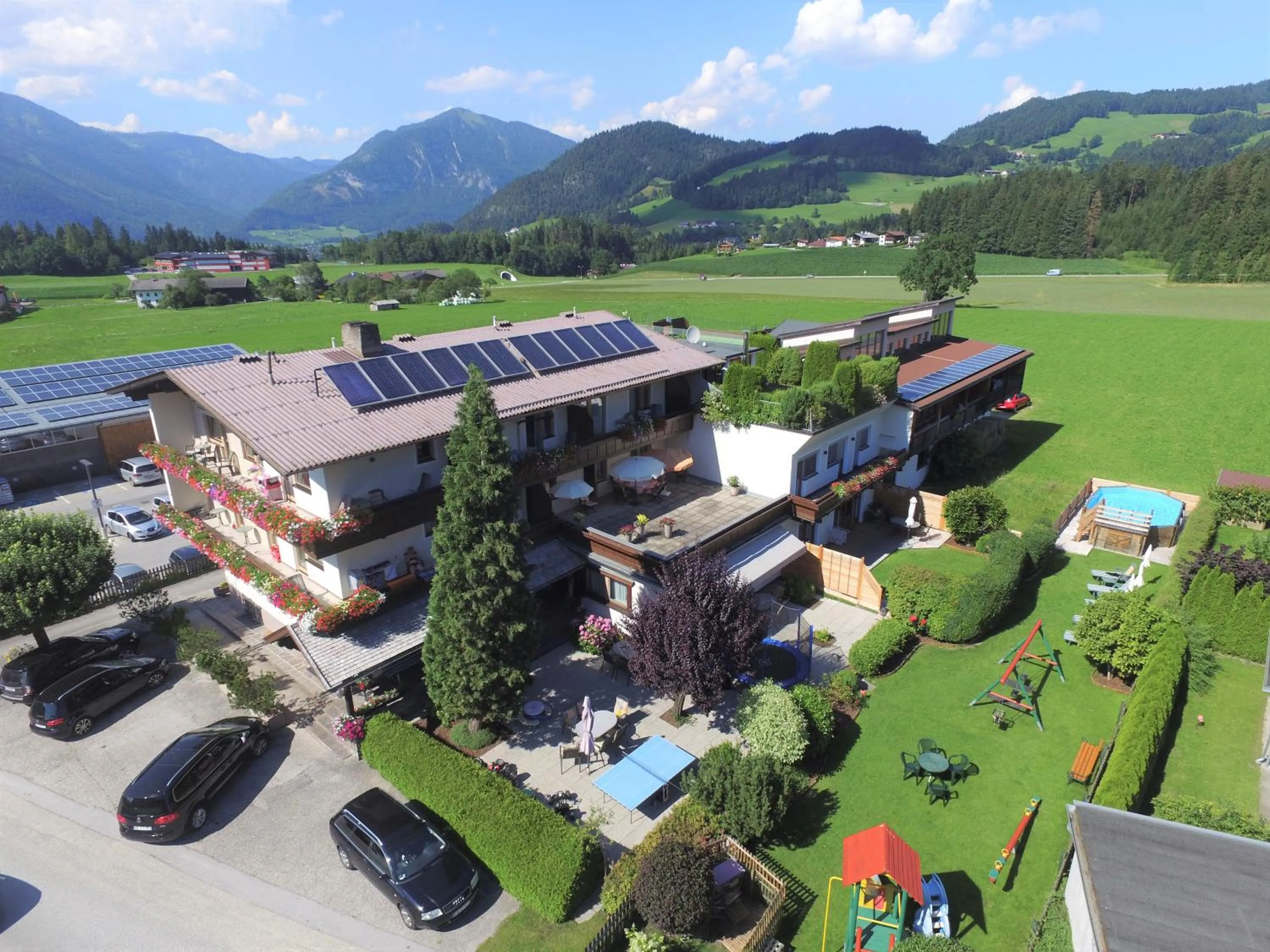 Bird's eye view in Angerer Alpine Suiten und Familienappartements Tirol