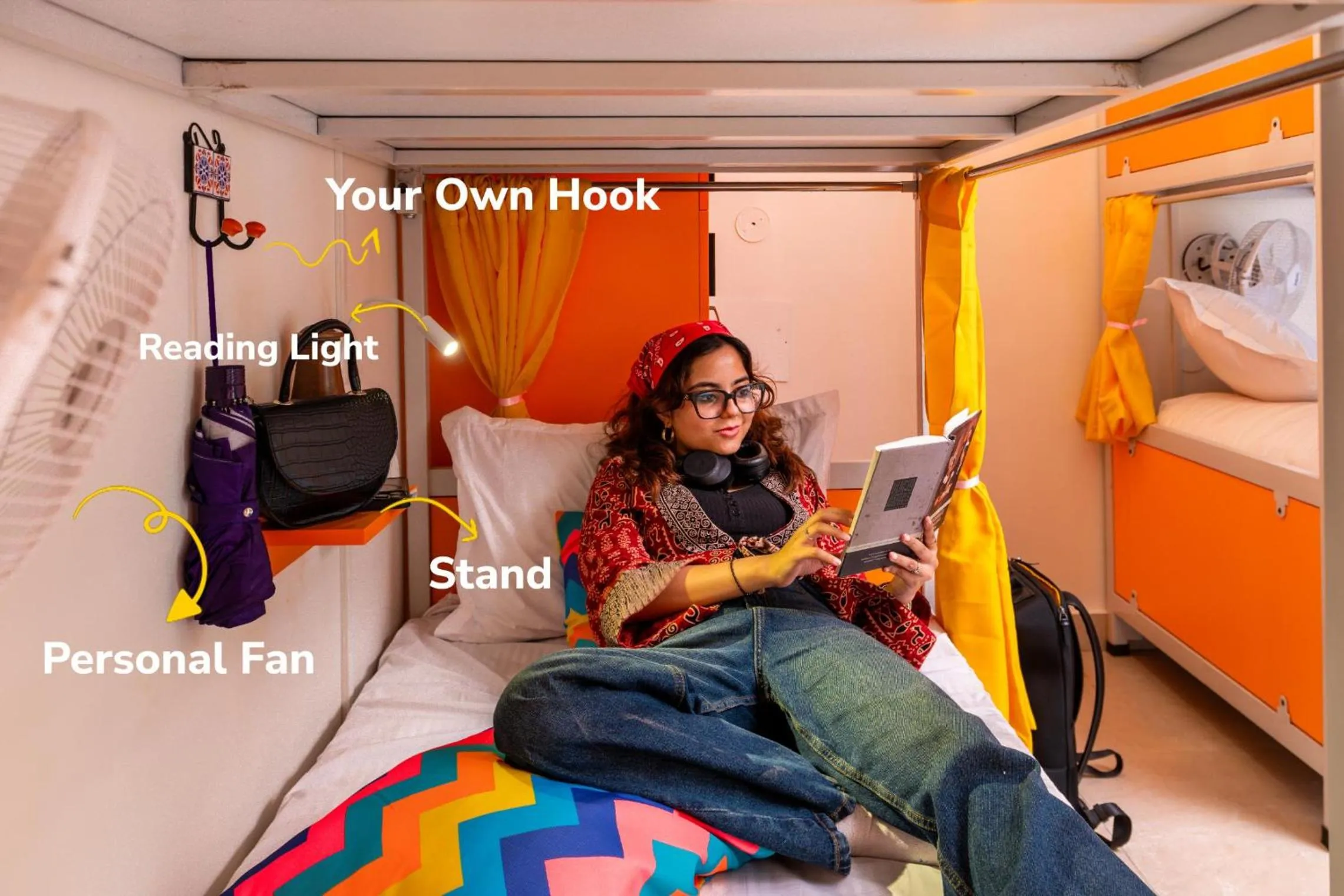 Bed in goSTOPS Rishikesh, Lakshman Jhula