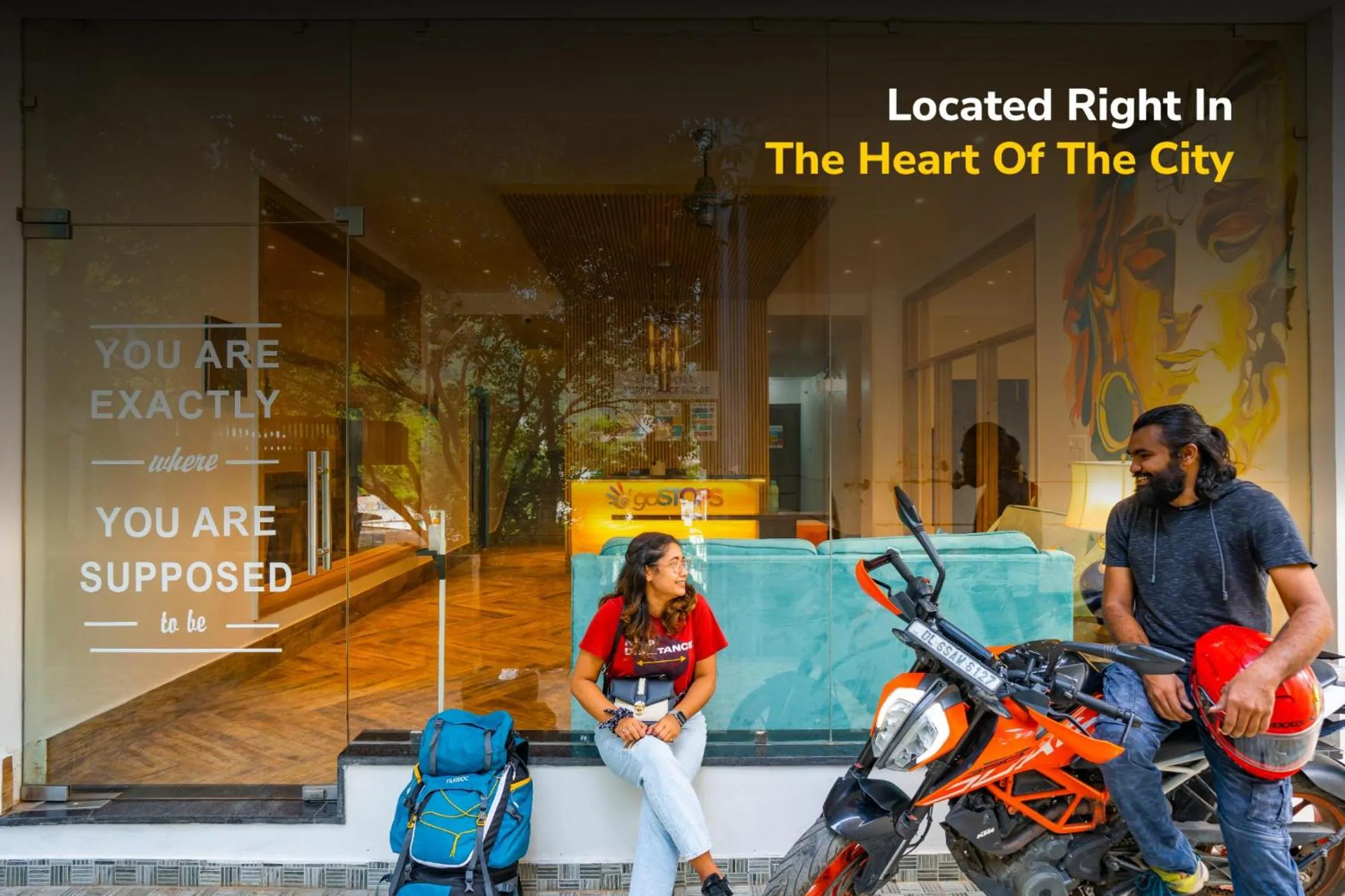 Facade/entrance in goSTOPS Rishikesh, Lakshman Jhula