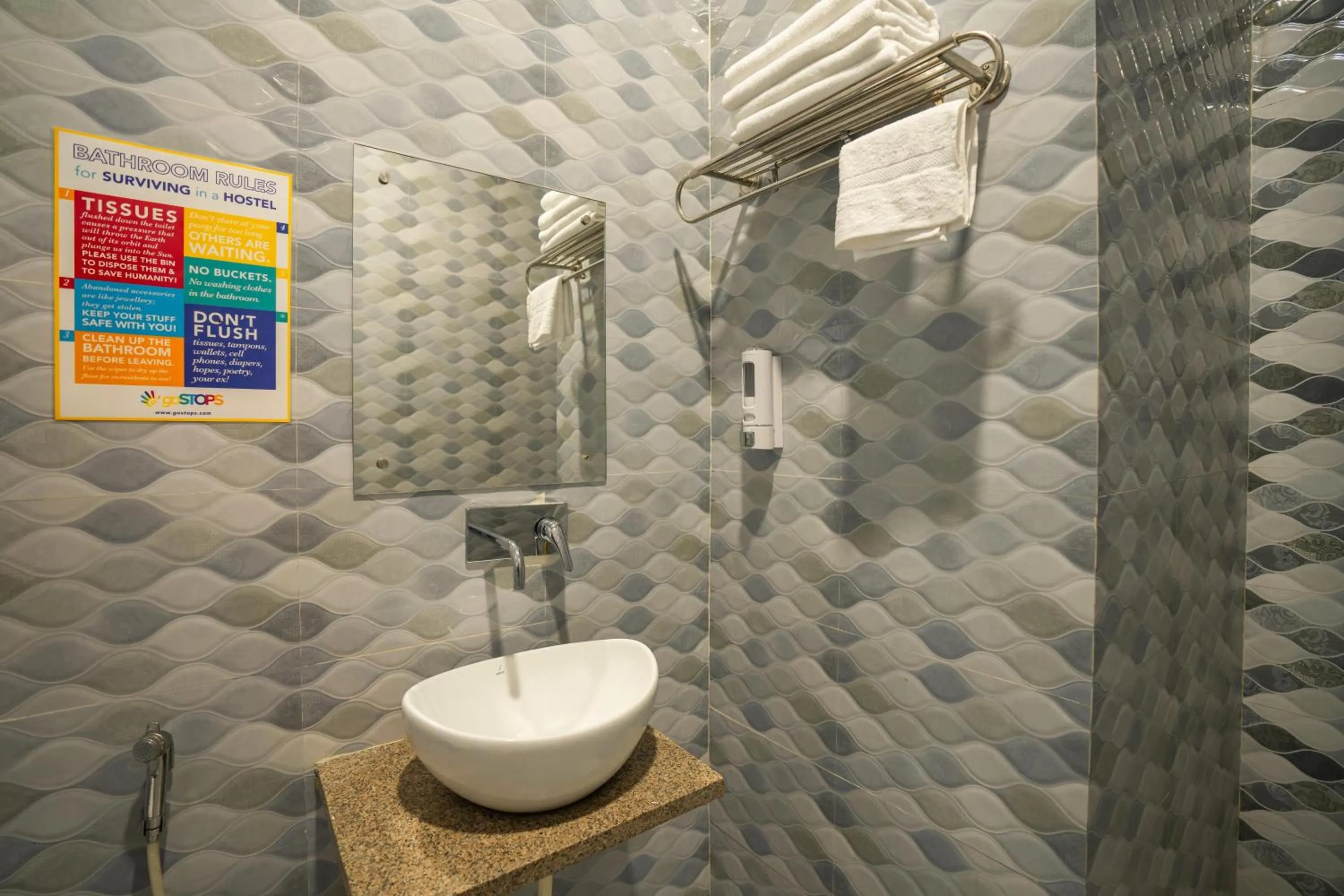 Bathroom in goSTOPS Rishikesh, Lakshman Jhula