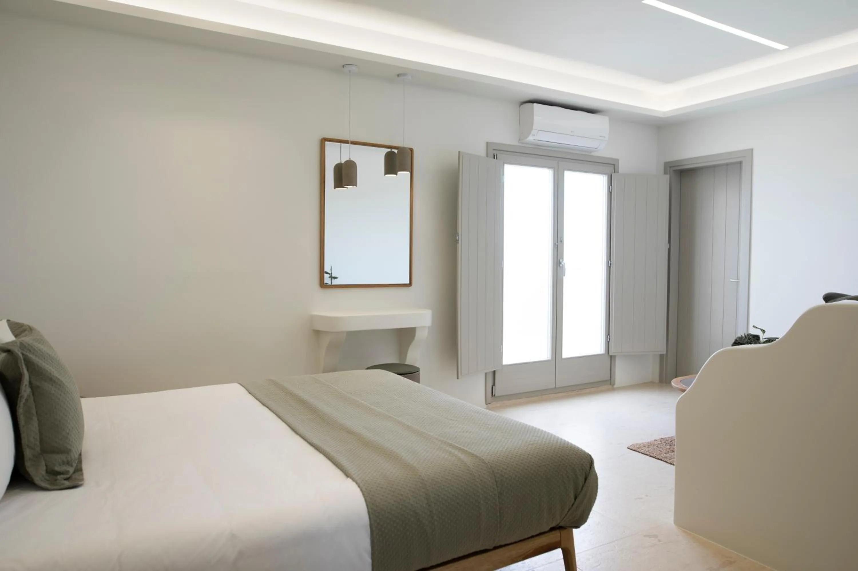 Bedroom in Mod Santorini Vegan Accommodation