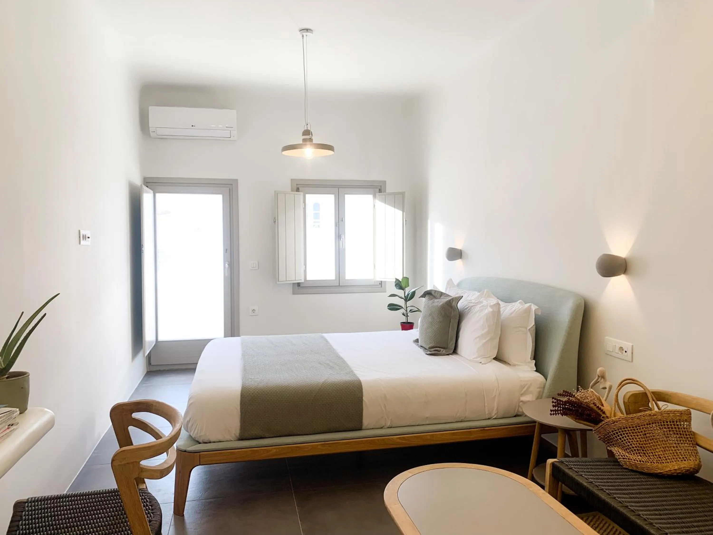 Bedroom in Mod Santorini Vegan Accommodation