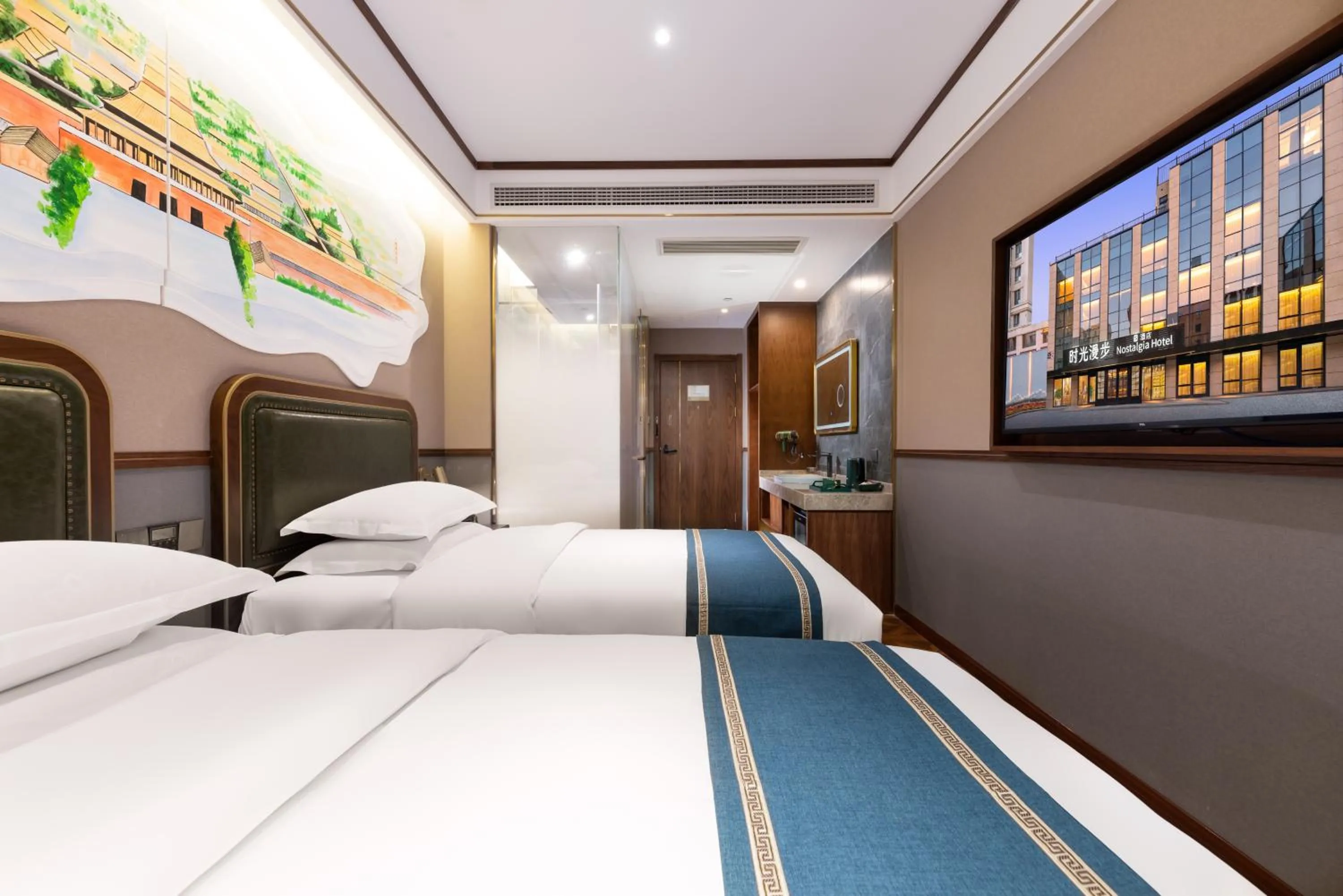 Bed in Nost algia S Hotel Beijing Guomao CBD 时光漫步S酒店 北京大望路地铁站店 Free fresh ground coffee,Free laundry service