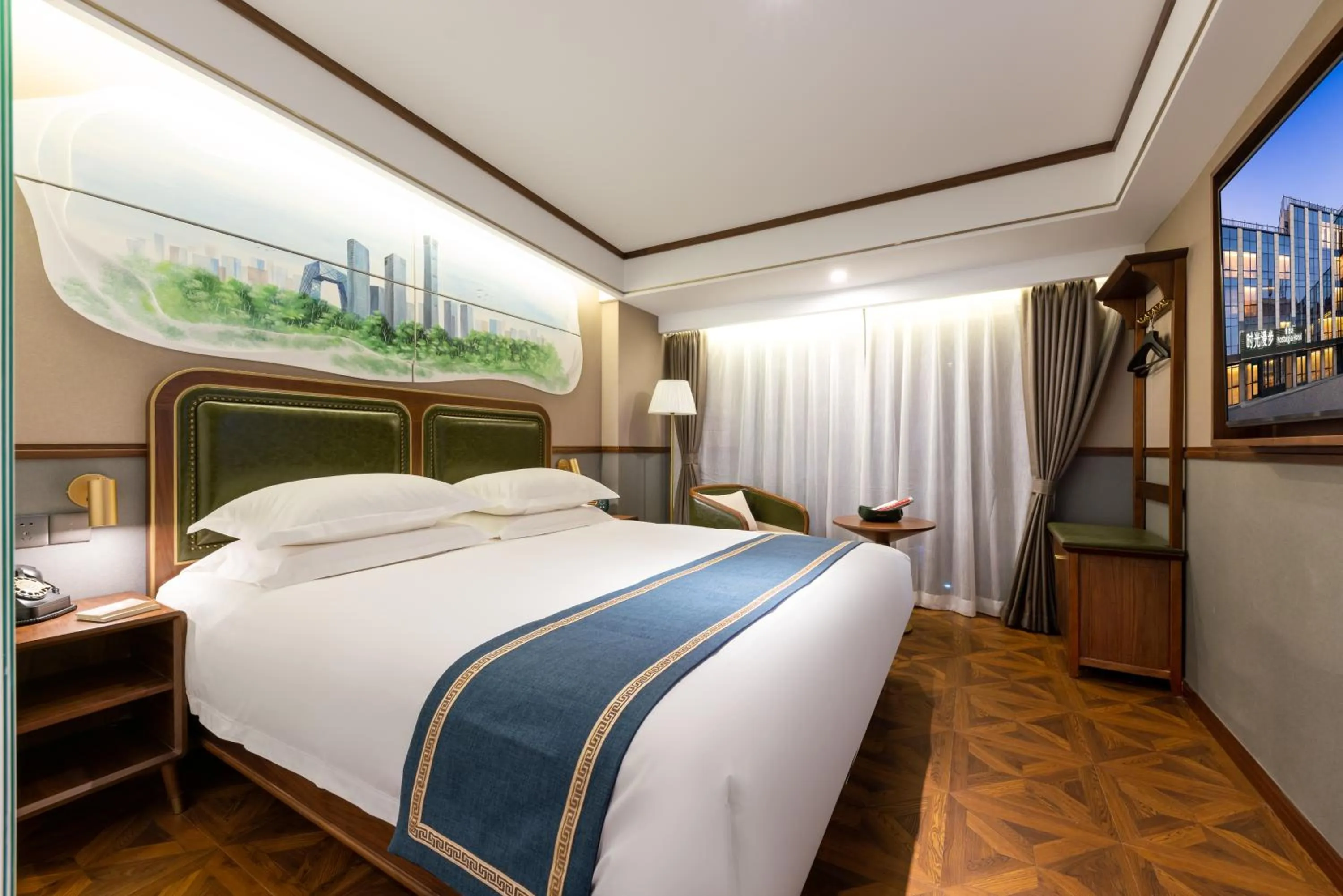 Bed in Nost algia S Hotel Beijing Guomao CBD 时光漫步S酒店 北京大望路地铁站店 Free fresh ground coffee,Free laundry service