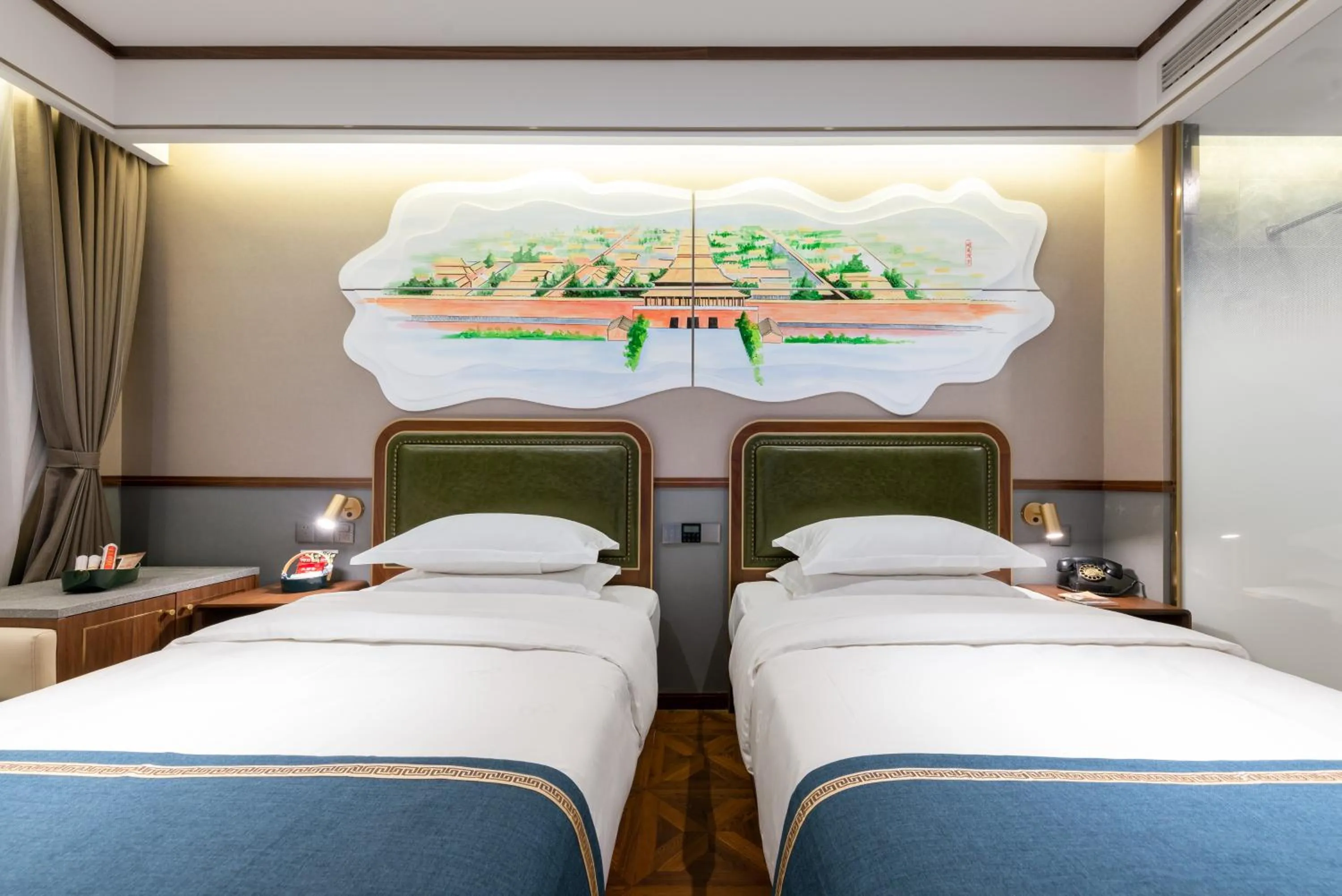 Bed in Nost algia S Hotel Beijing Guomao CBD 时光漫步S酒店 北京大望路地铁站店 Free fresh ground coffee,Free laundry service