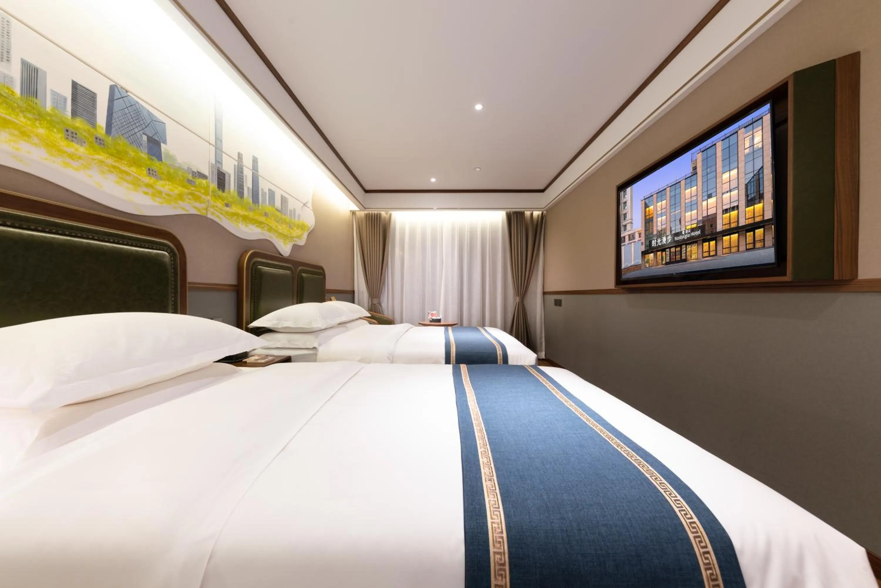 Bed in Nost algia S Hotel Beijing Guomao CBD 时光漫步S酒店 北京大望路地铁站店 Free fresh ground coffee,Free laundry service