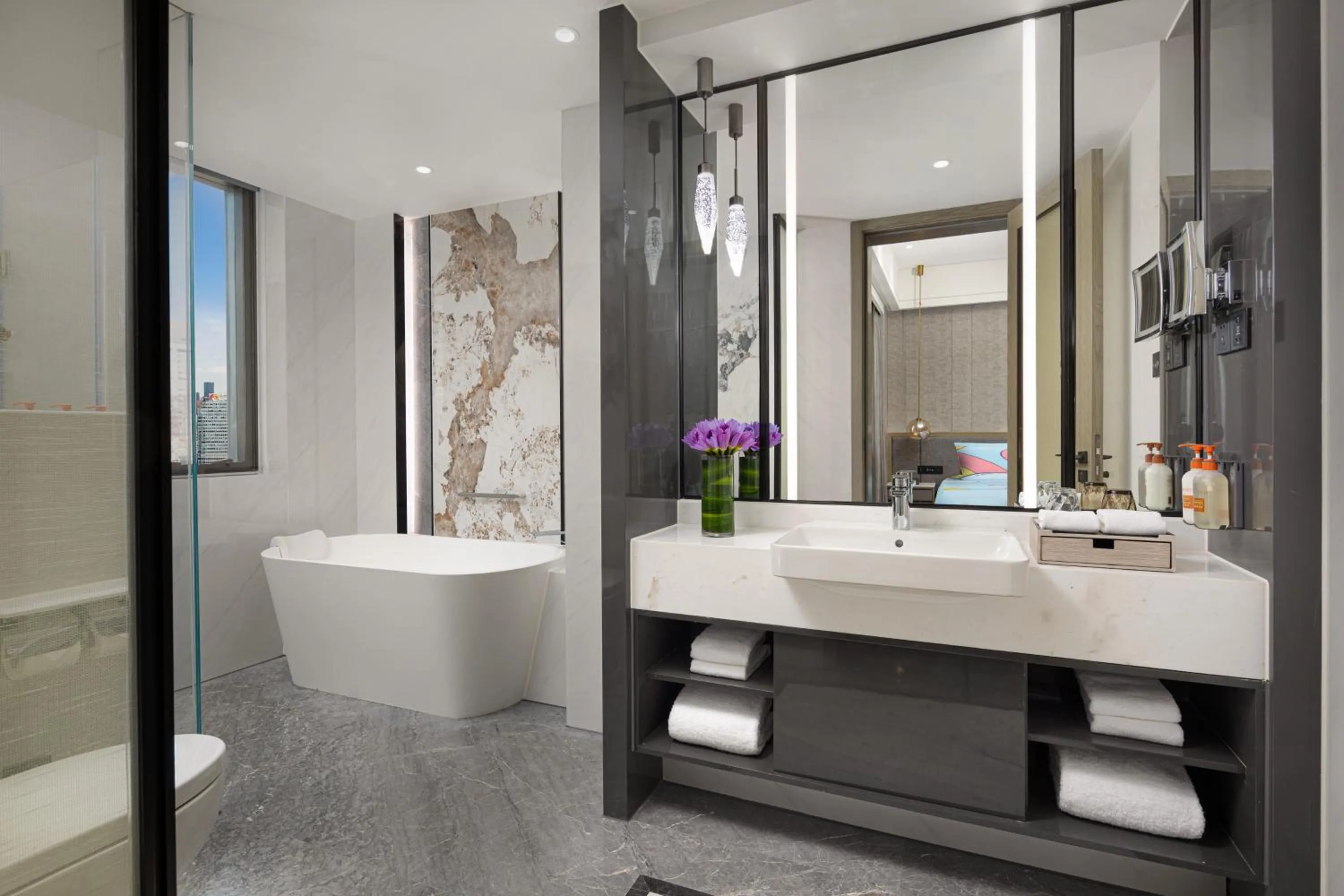 Bathroom in Crowne Plaza Shanghai Nanjing Road by IHG