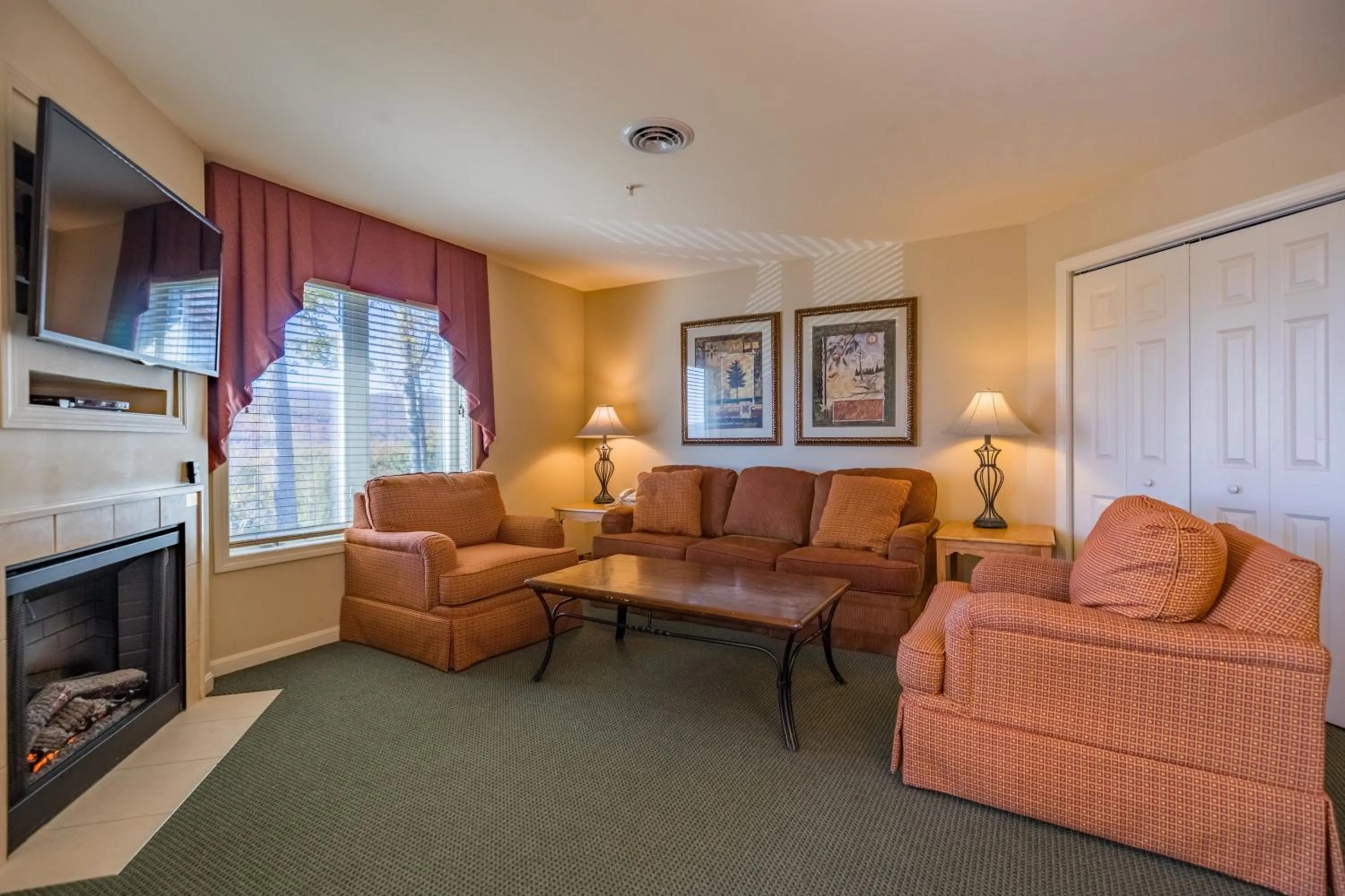 Living room in Vacation Village in the Berkshires