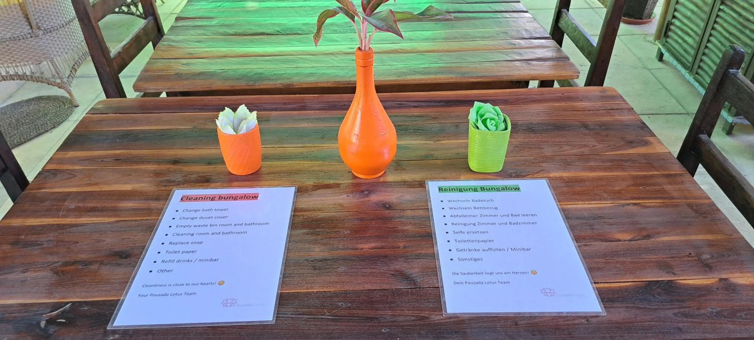 Seating area in Pousada Lotus