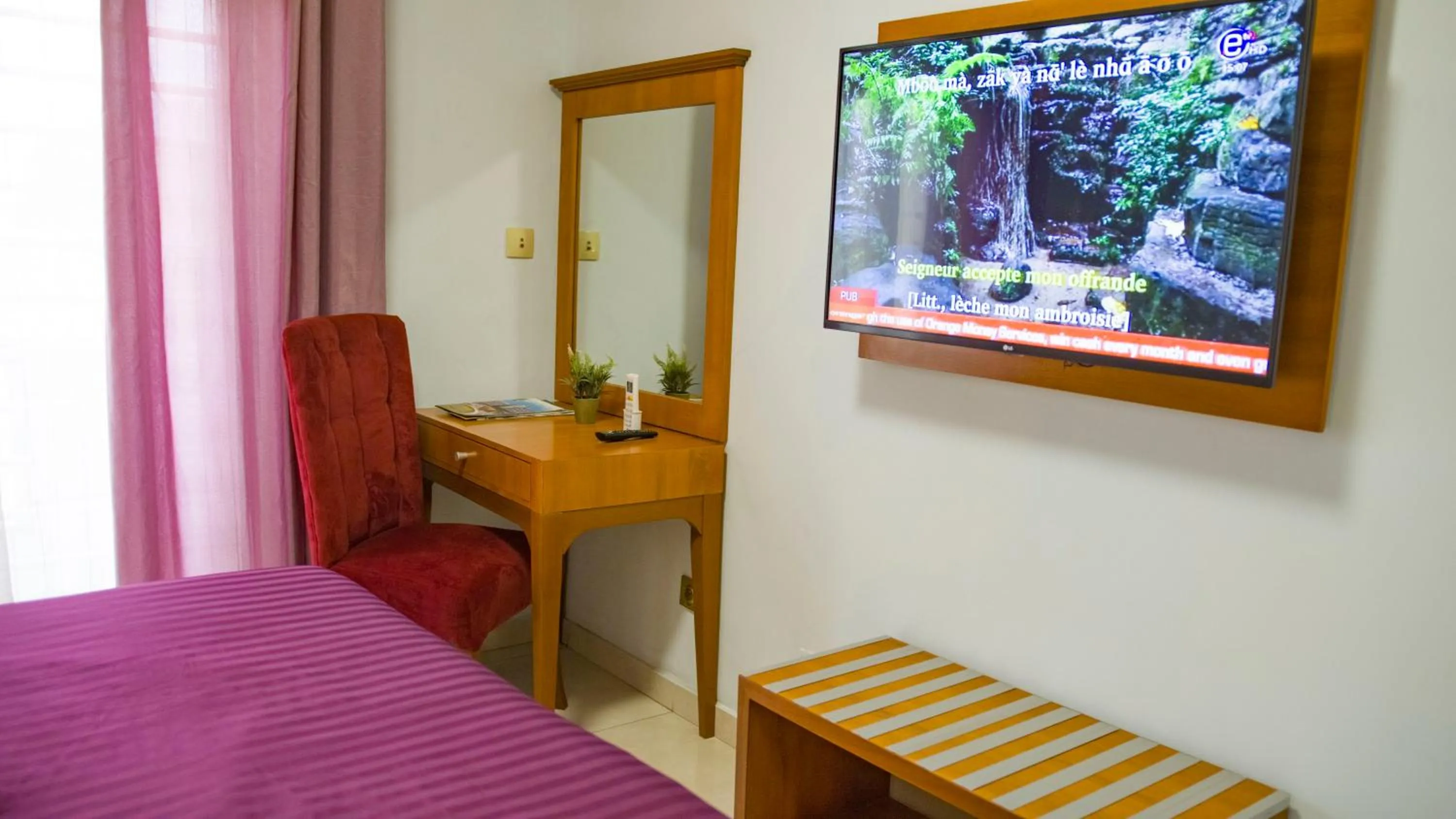 Communal lounge/ TV room, Bed in Hotel Vallée Des Princes