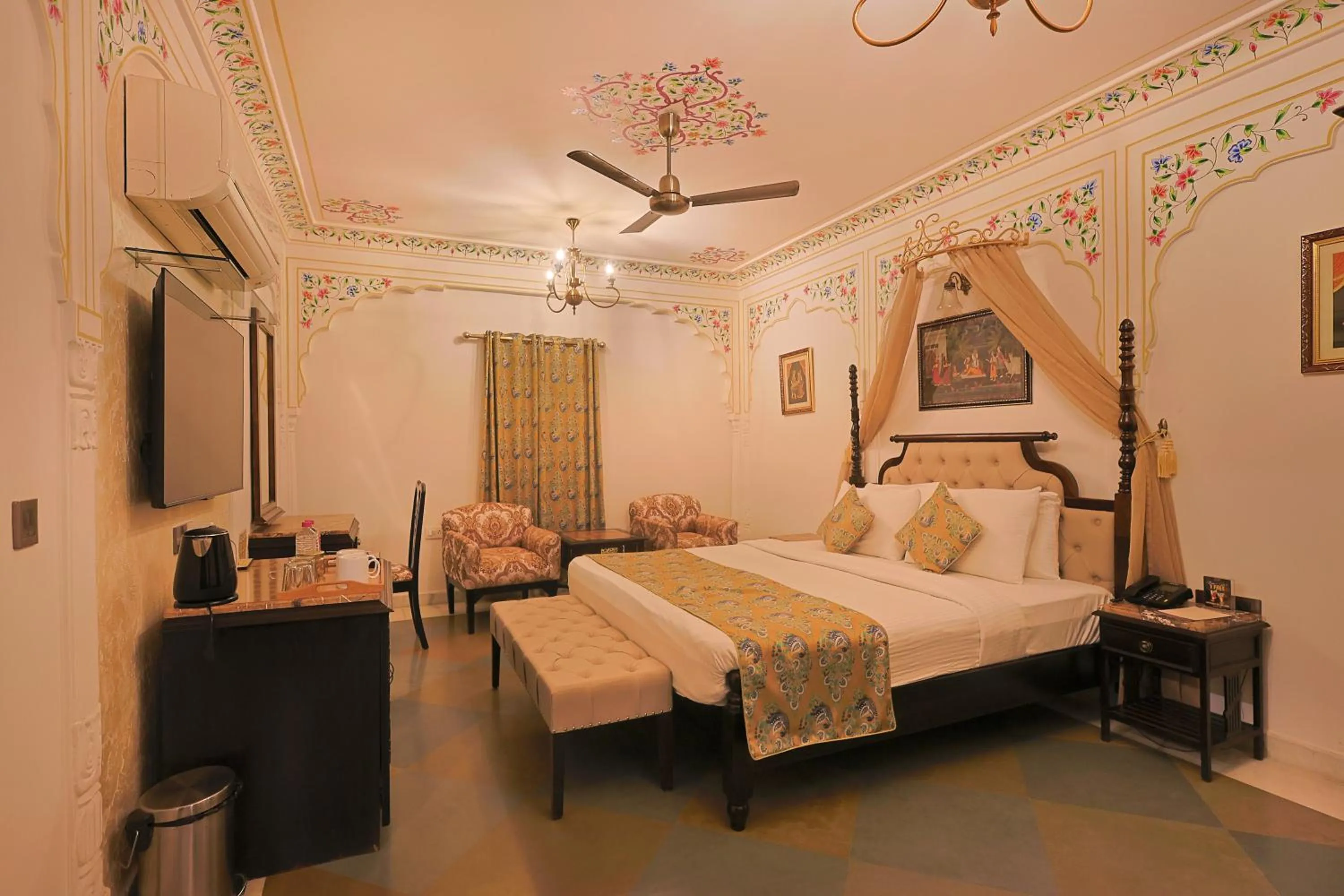 Bed in WelcomHeritage Traditional Haveli