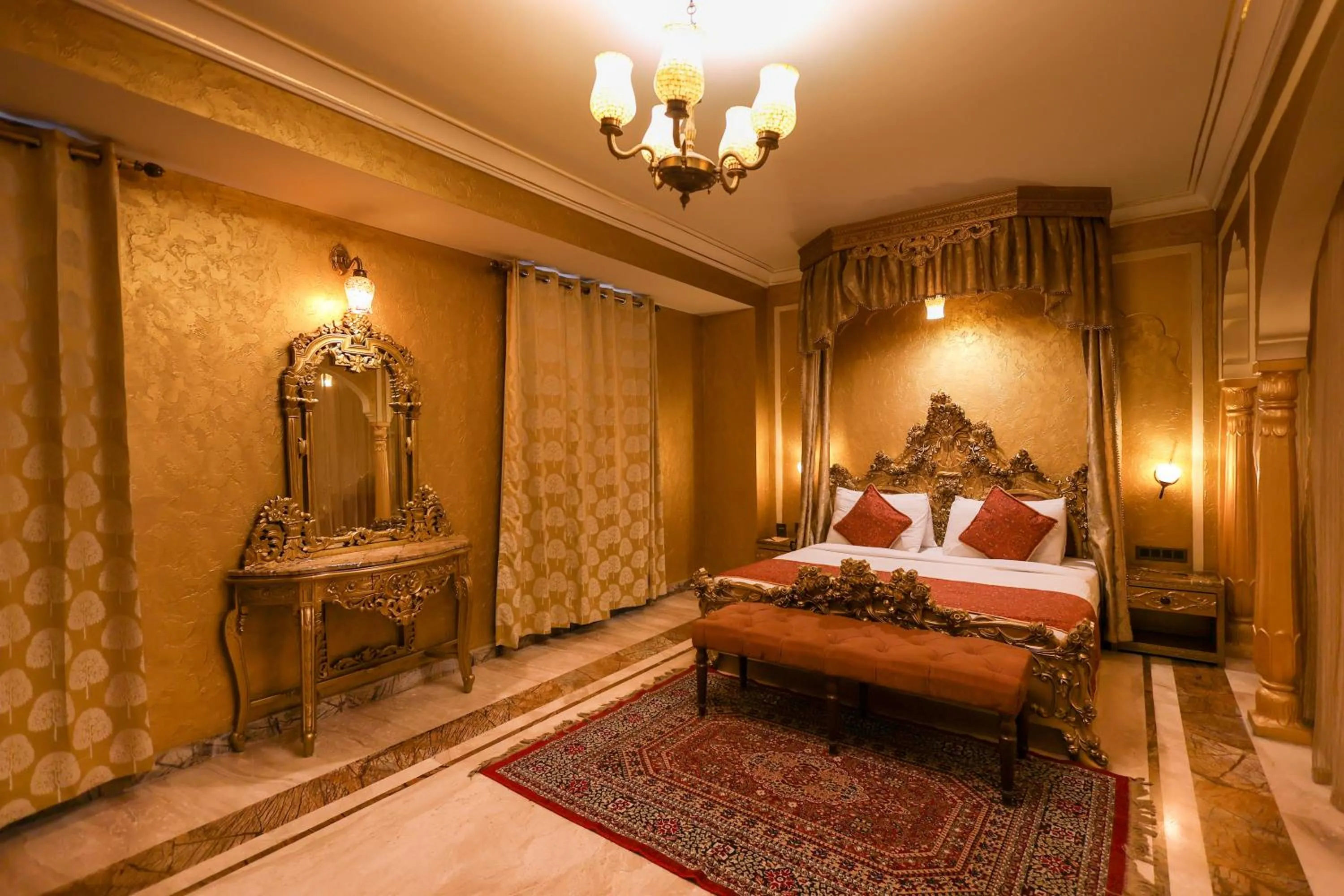 Bed in WelcomHeritage Traditional Haveli