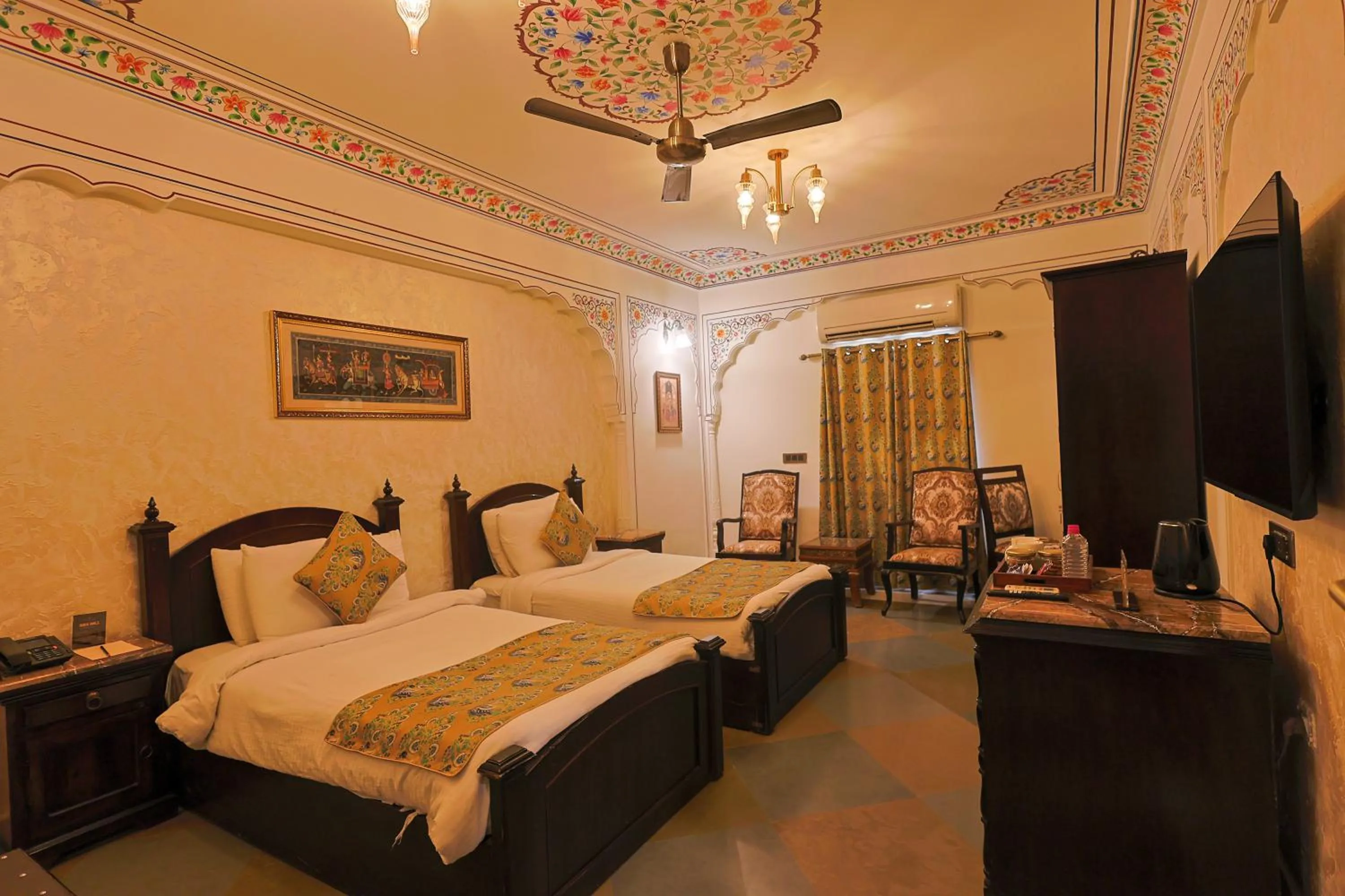 Photo of the whole room, Bed in WelcomHeritage Traditional Haveli
