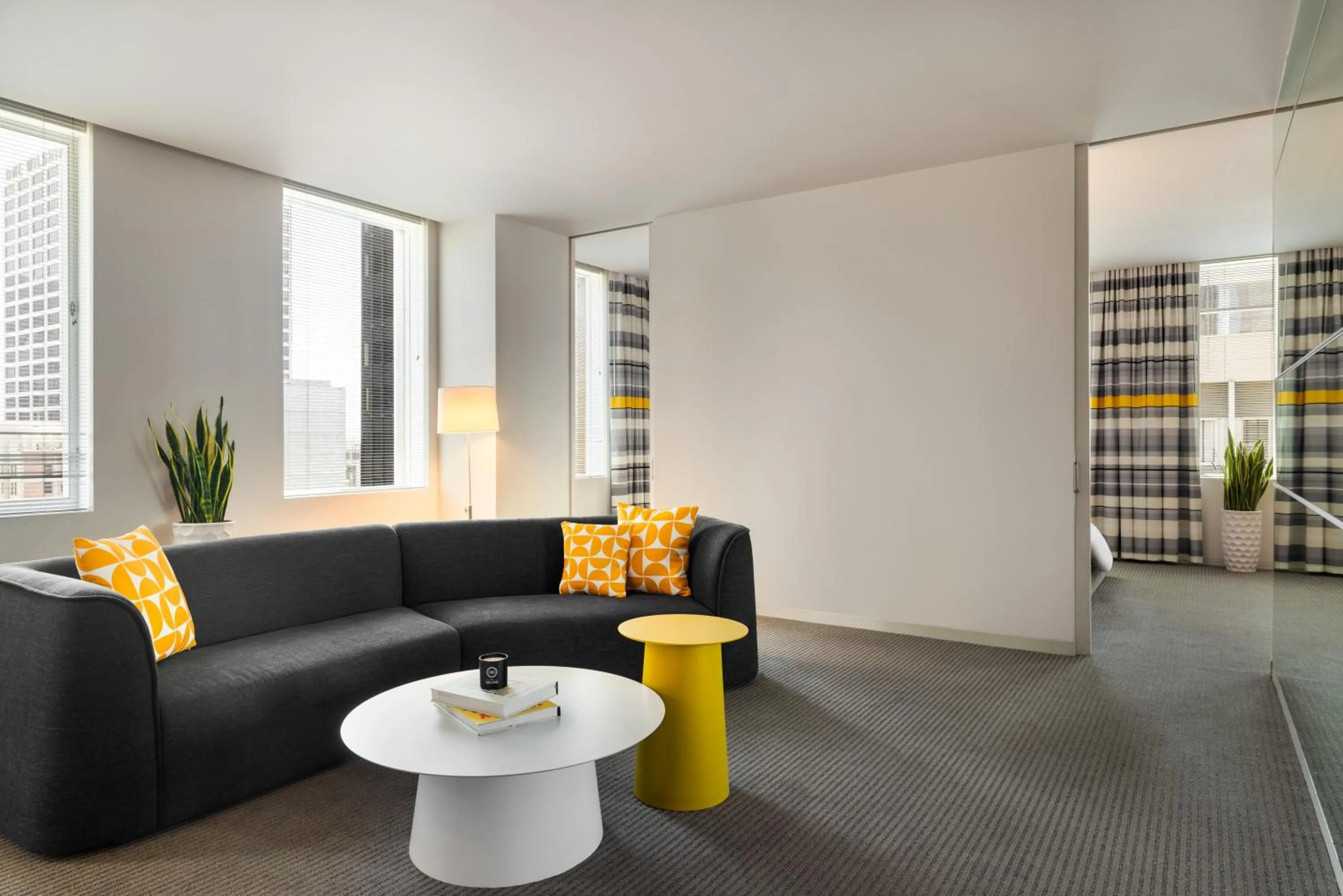 Living room in The Delphi Downtown LA