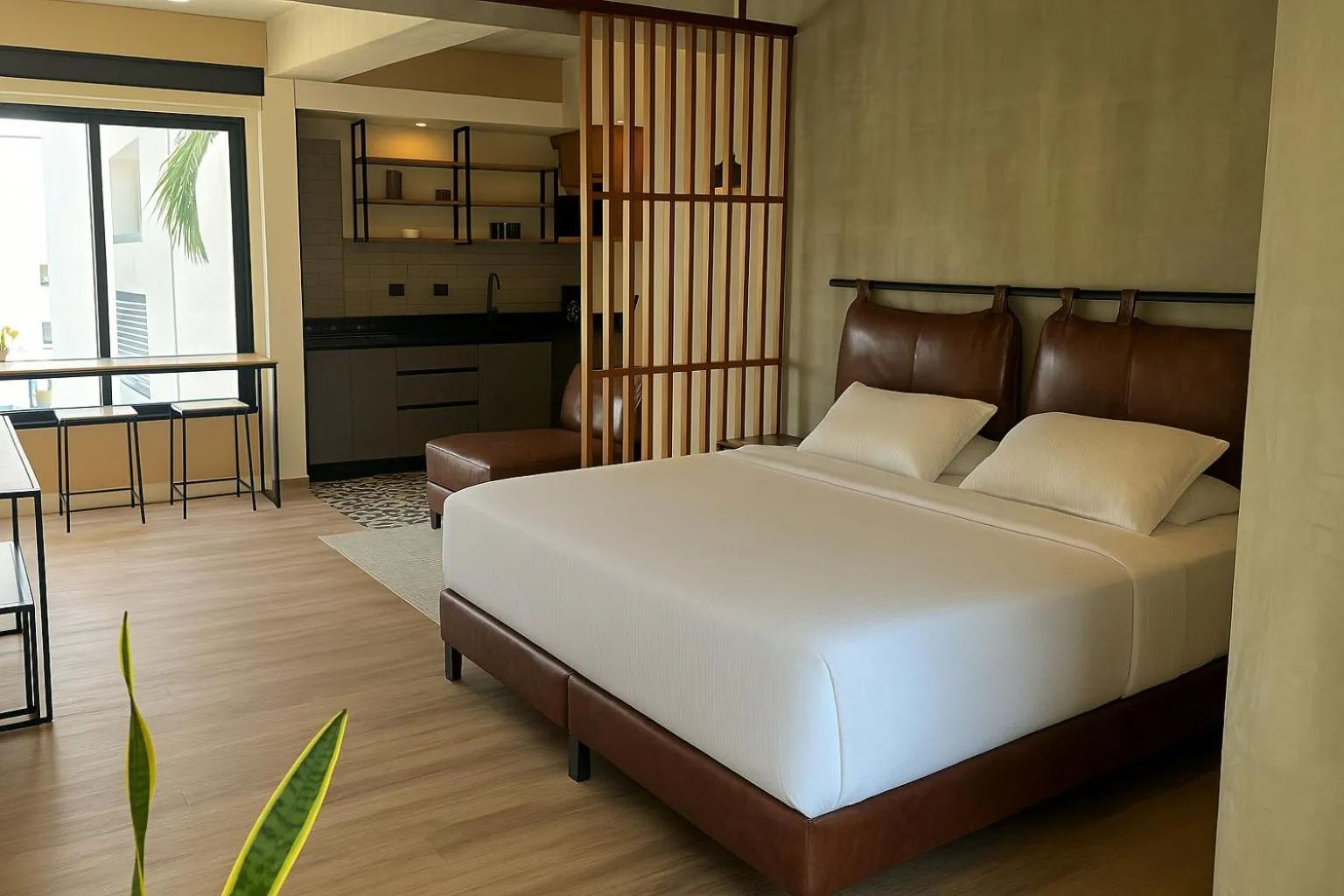 Bed in Mosaic Studios Buenavista