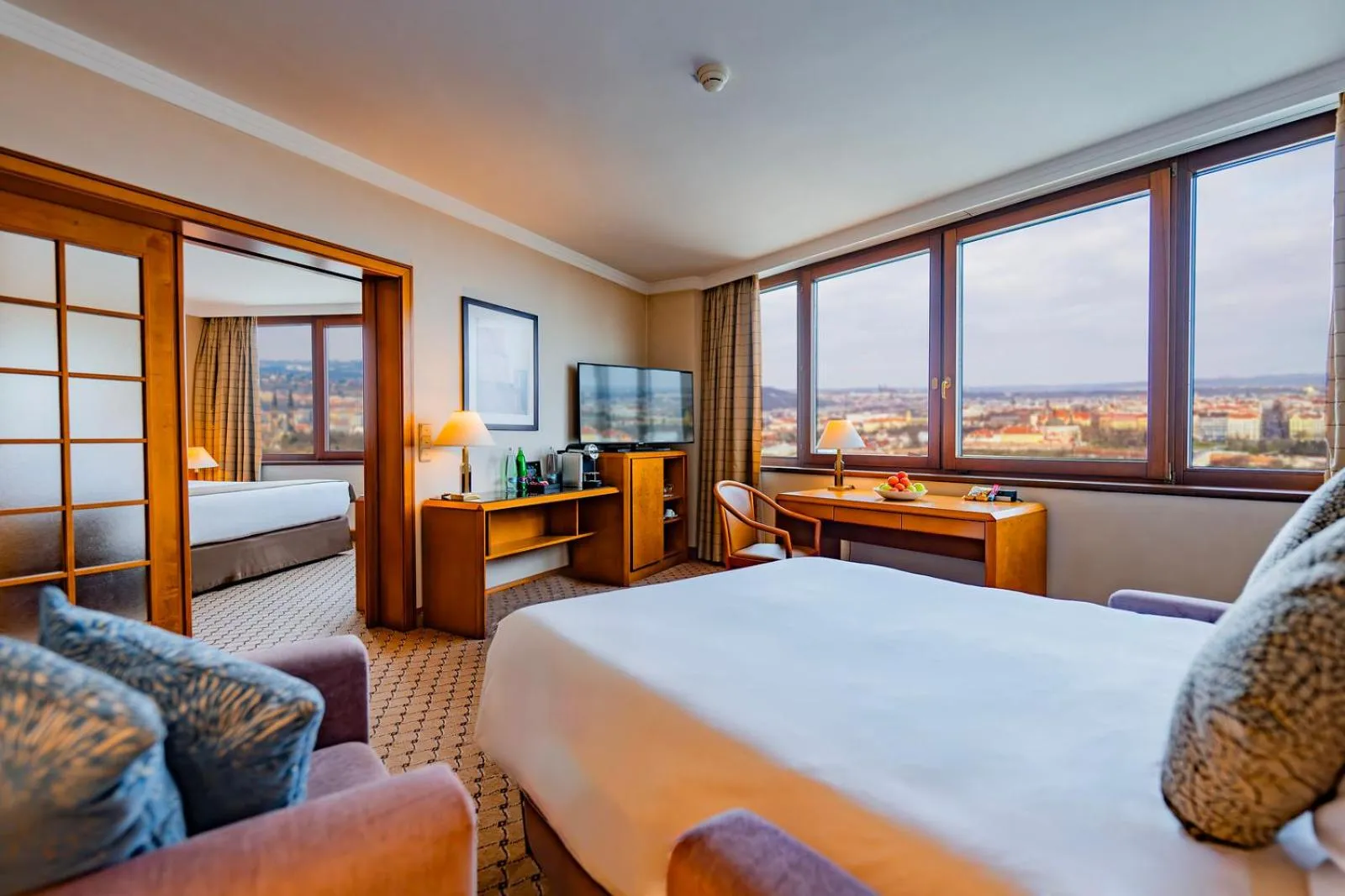 View (from property/room), Bed in Grand Hotel Prague Towers - Czech Leading Hotels