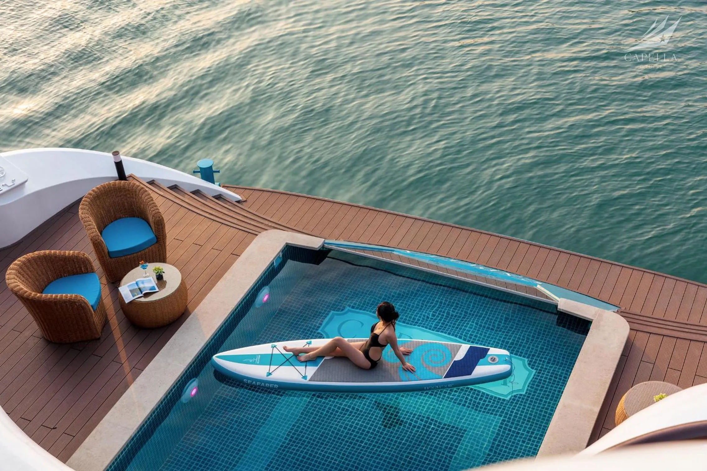 Pool view in Halong Capella Cruise - Member of Lyra cruise collection