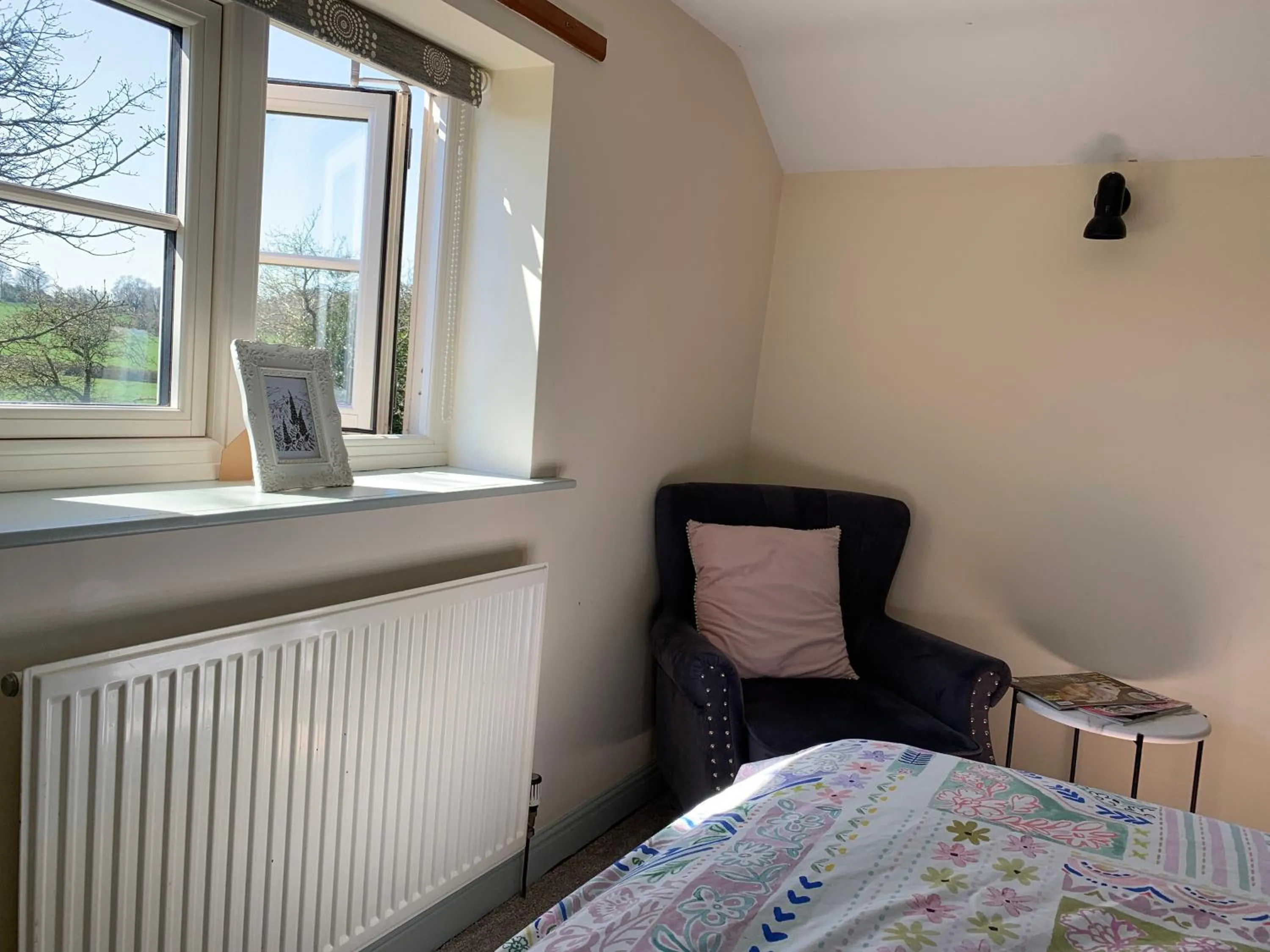 Seating area, Bed in Farmhouse studio near Shrewsbury