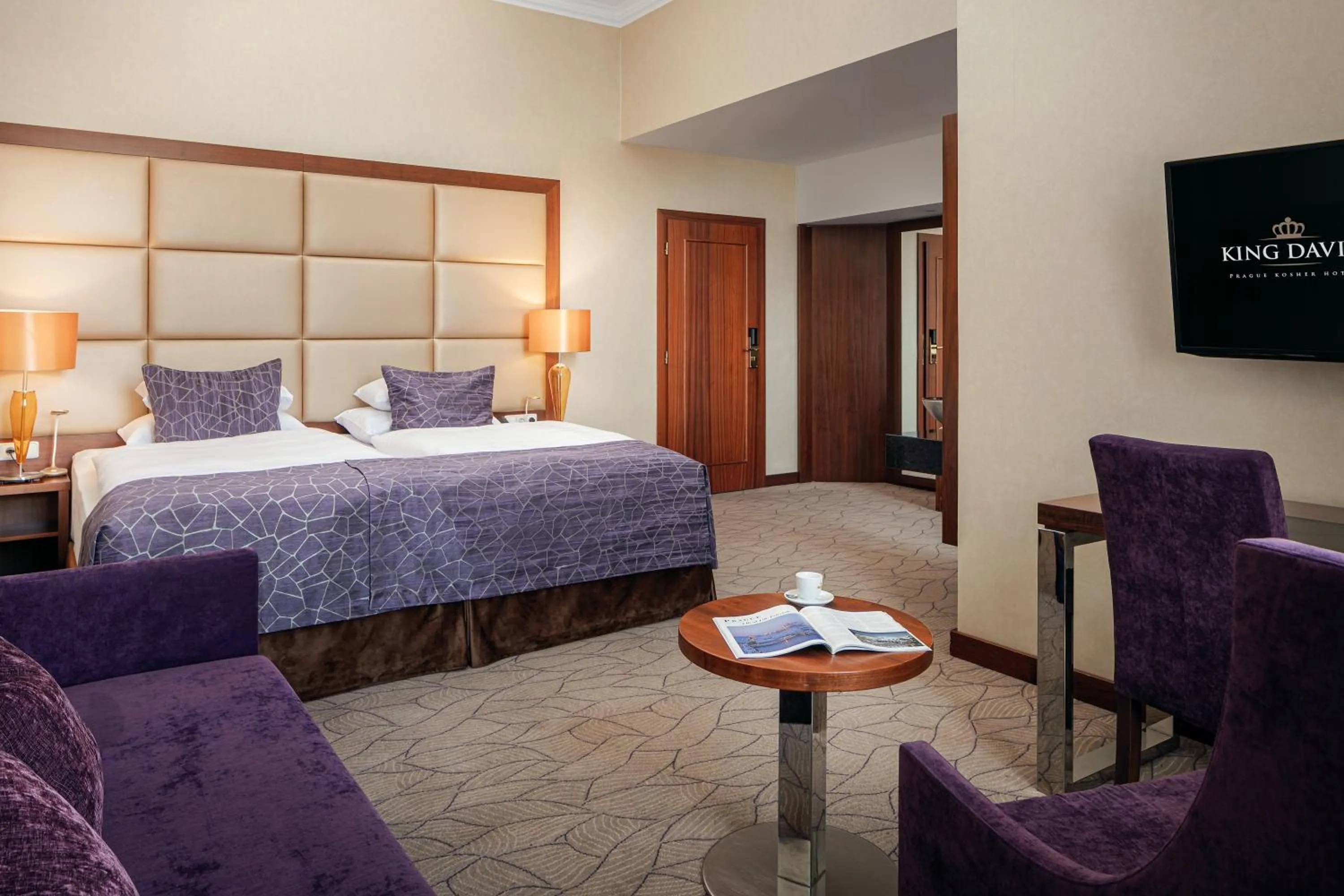 Bed in Kosher Hotel King David Prague