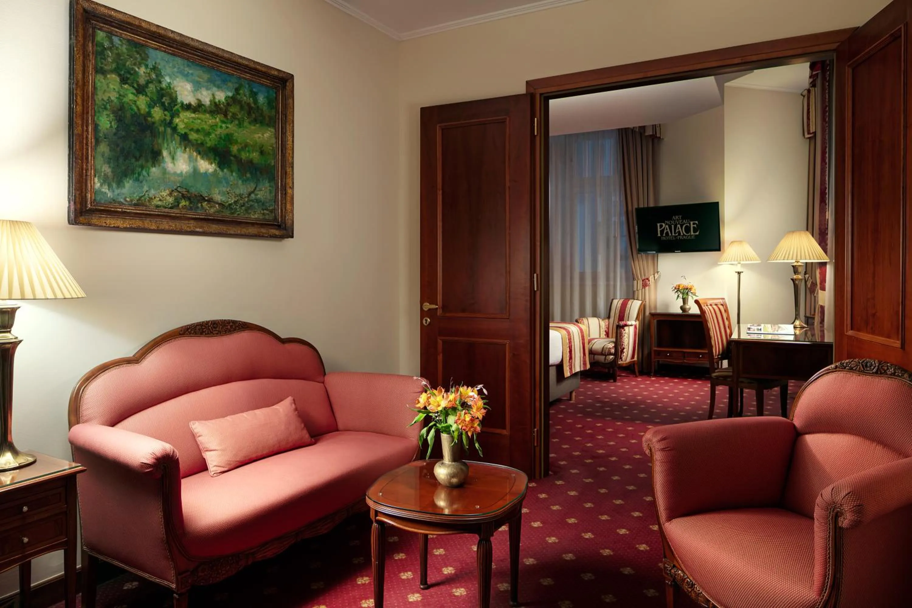 Seating area in Art Nouveau Palace Hotel
