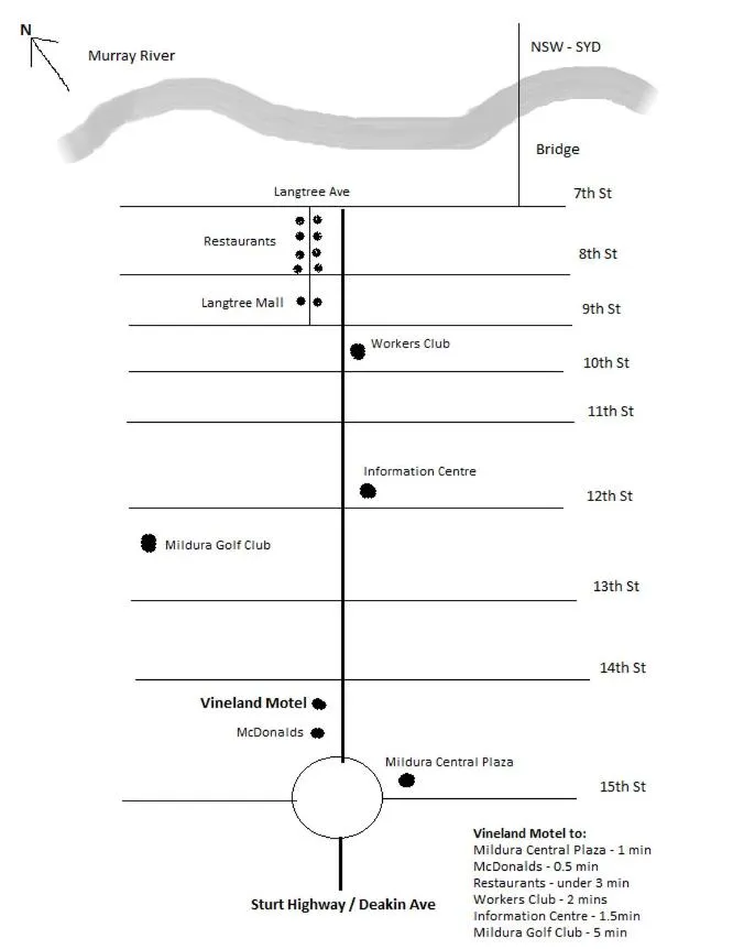 Location in Vineland Motel Mildura