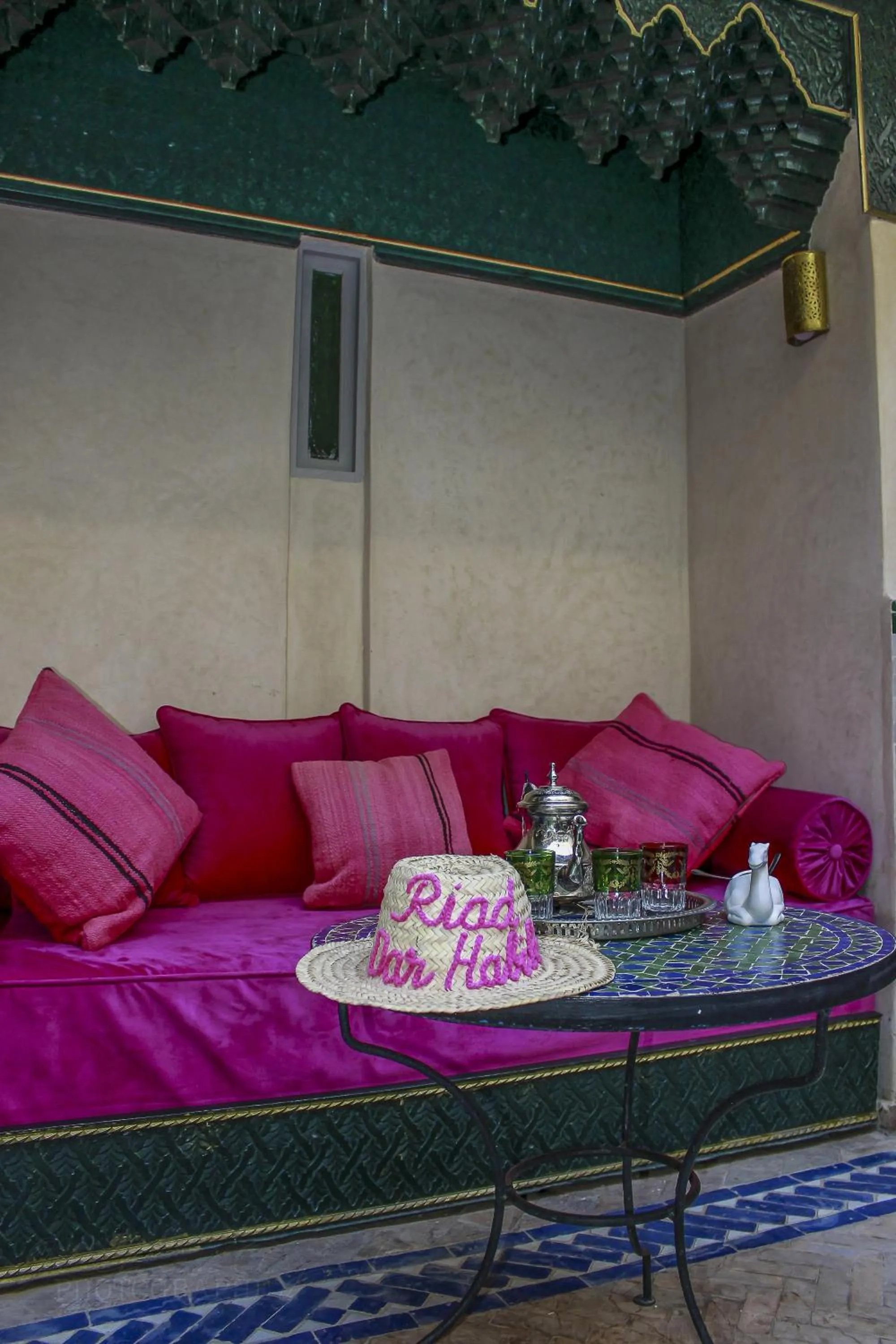 Seating area in Riad Dar Habiba by Garden Wonders