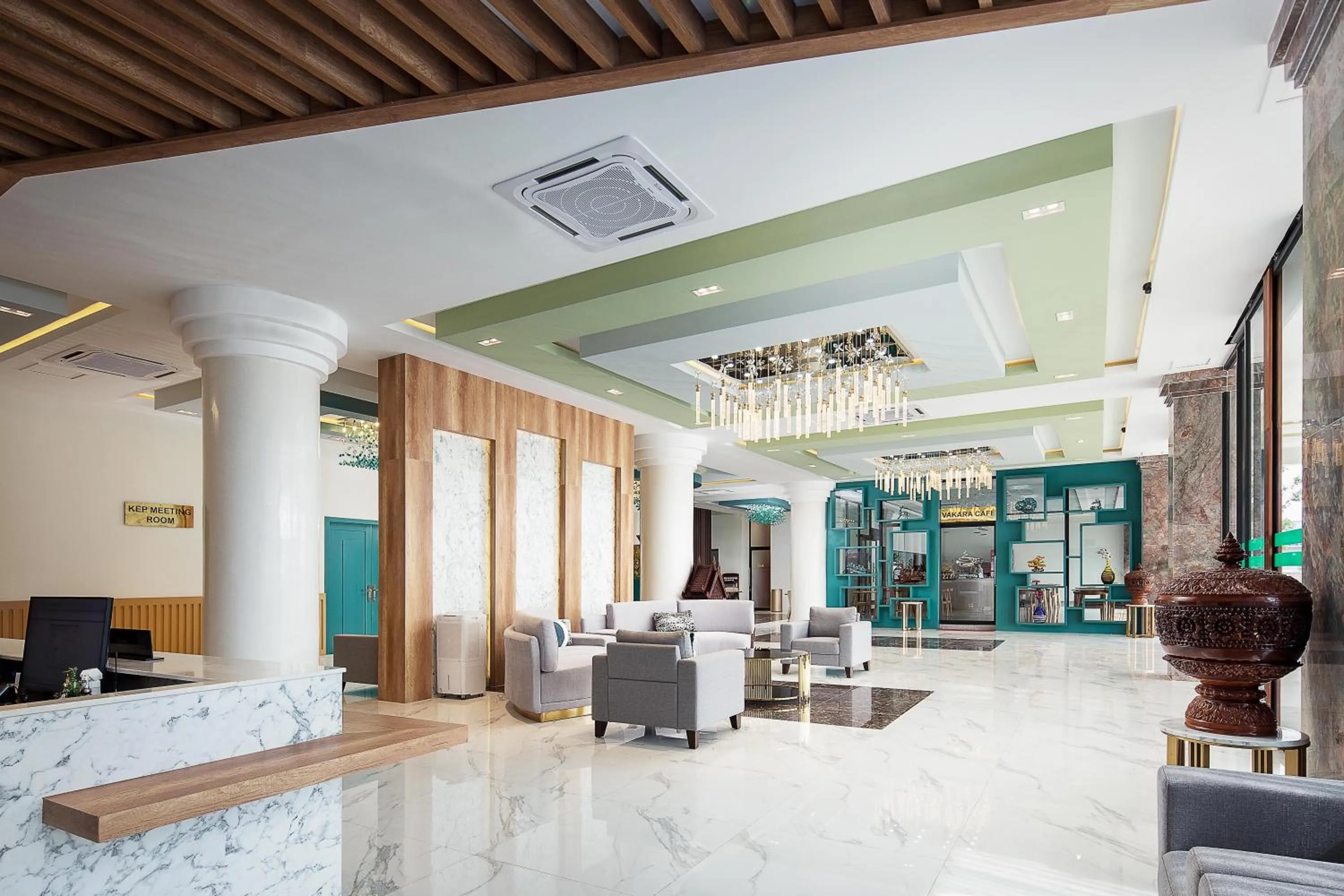 Lobby or reception in Vakara Hotel Kep