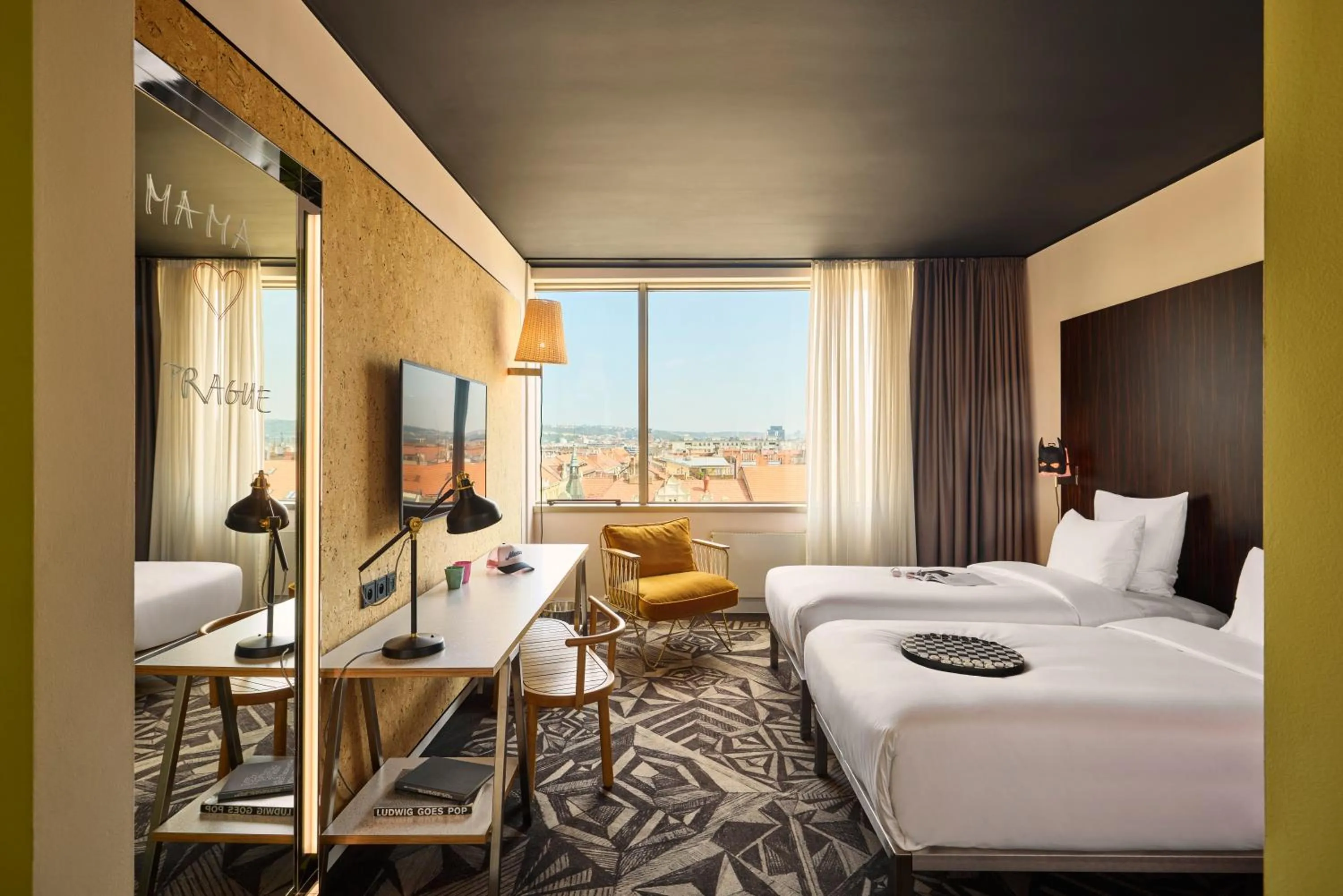 Bed in Mama Shelter Prague