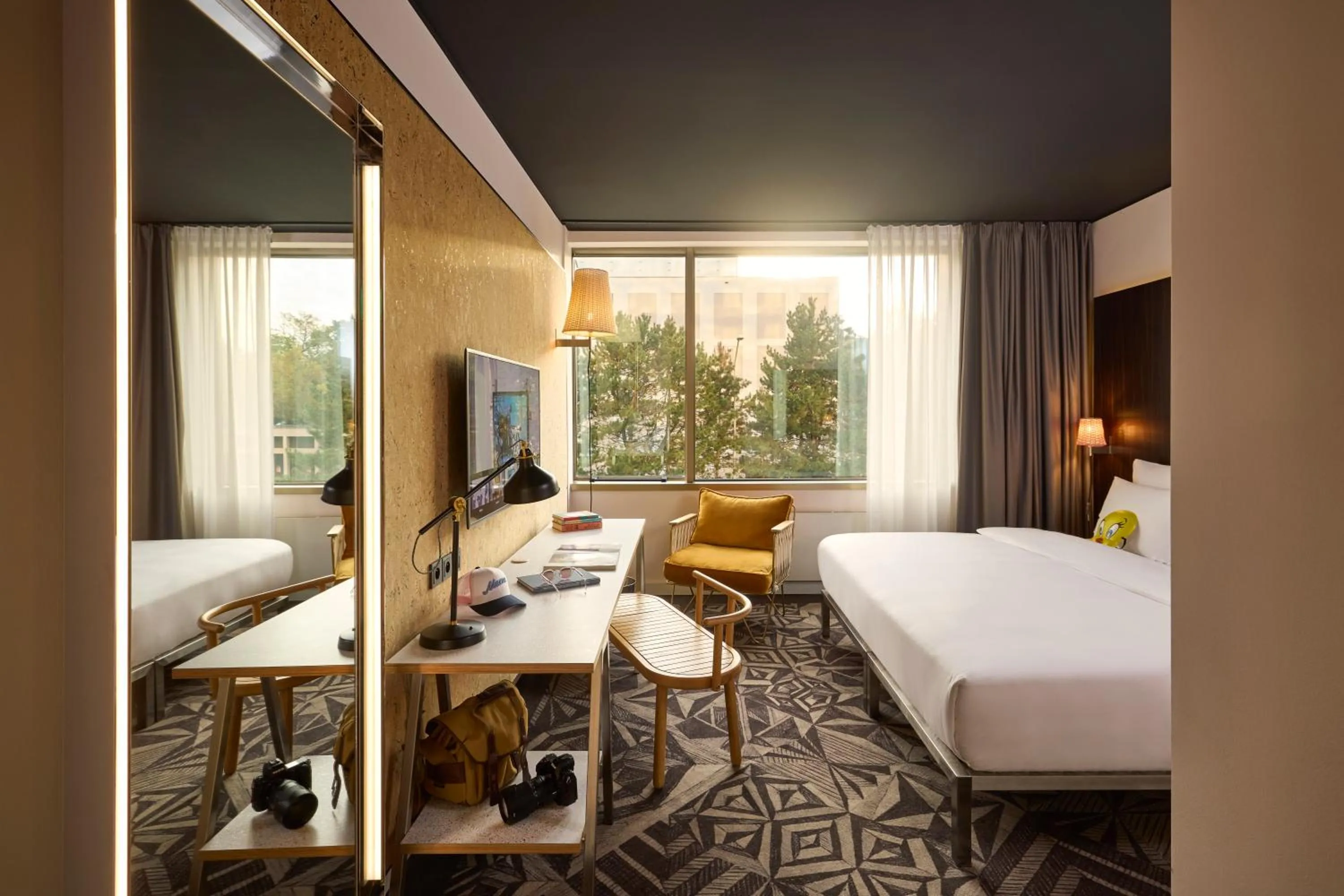 Bed in Mama Shelter Prague