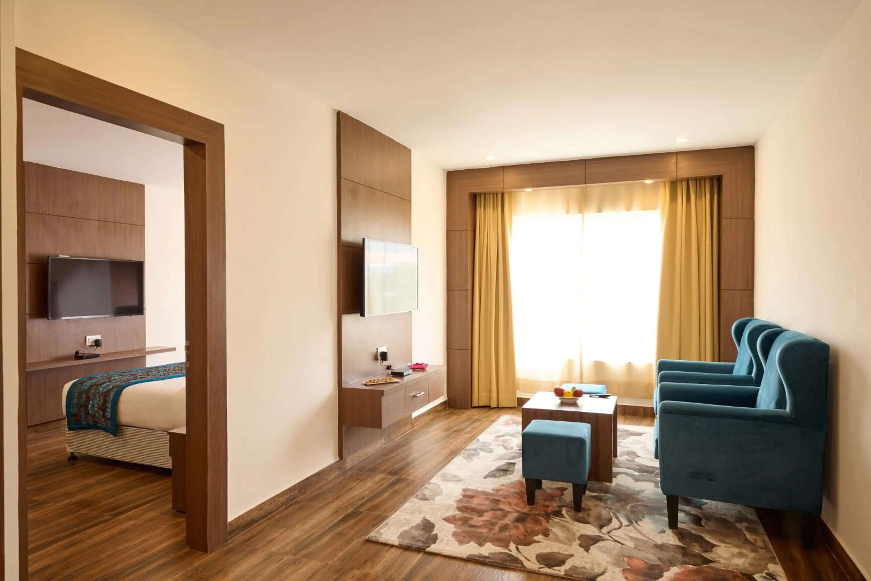 Living room, Bed in Renest Haridwar