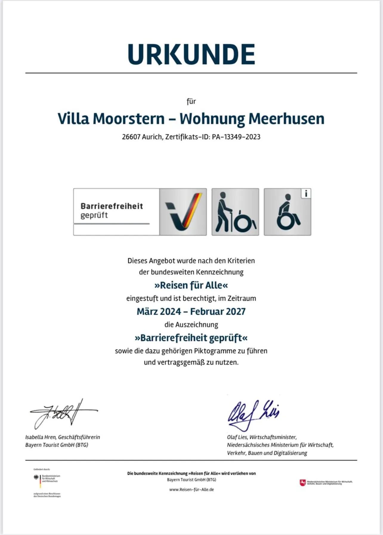 acessibility in Villa Moorstern am Badesee Tannenhausen