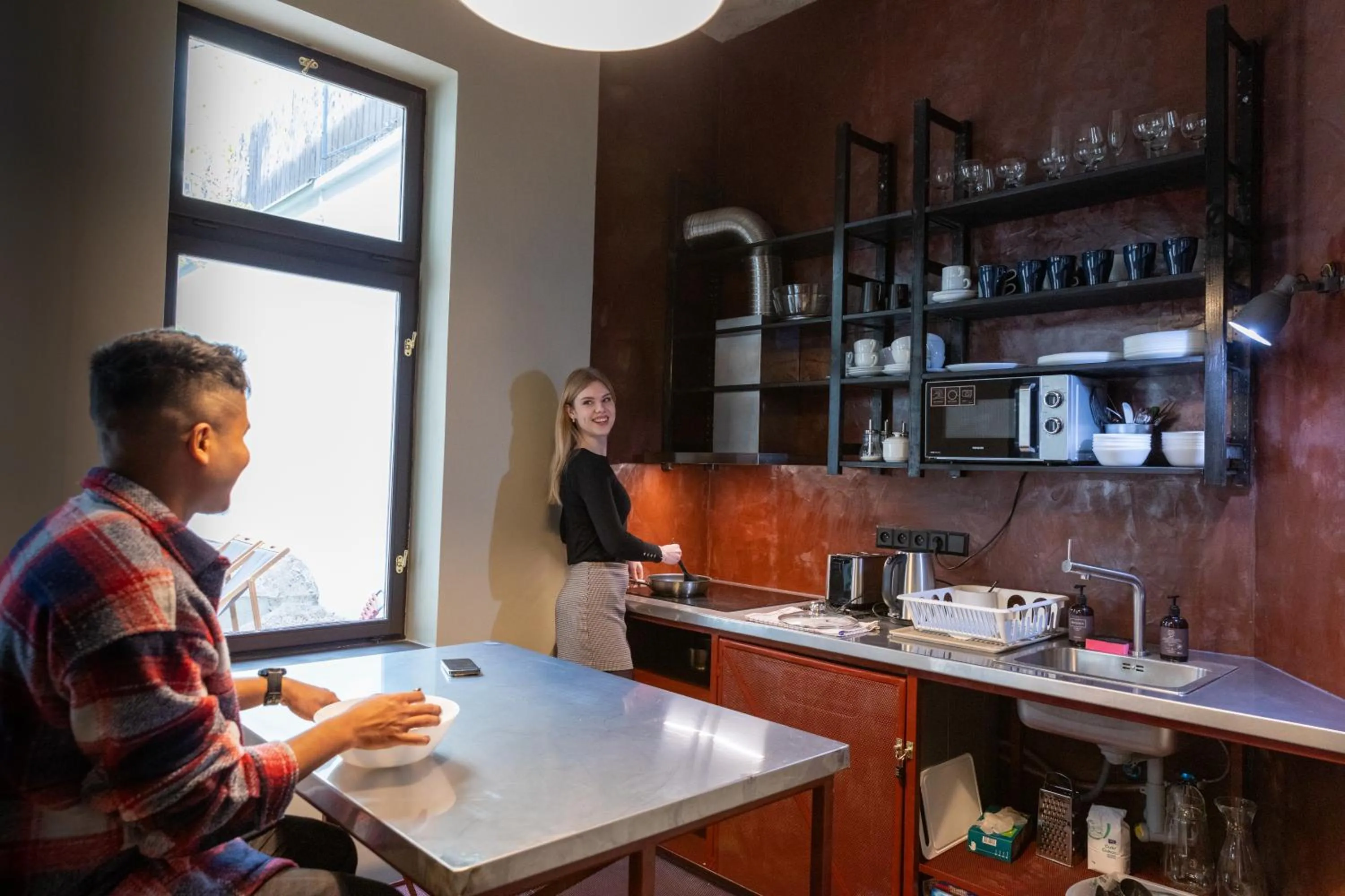 Communal kitchen in Hotel Amadeus