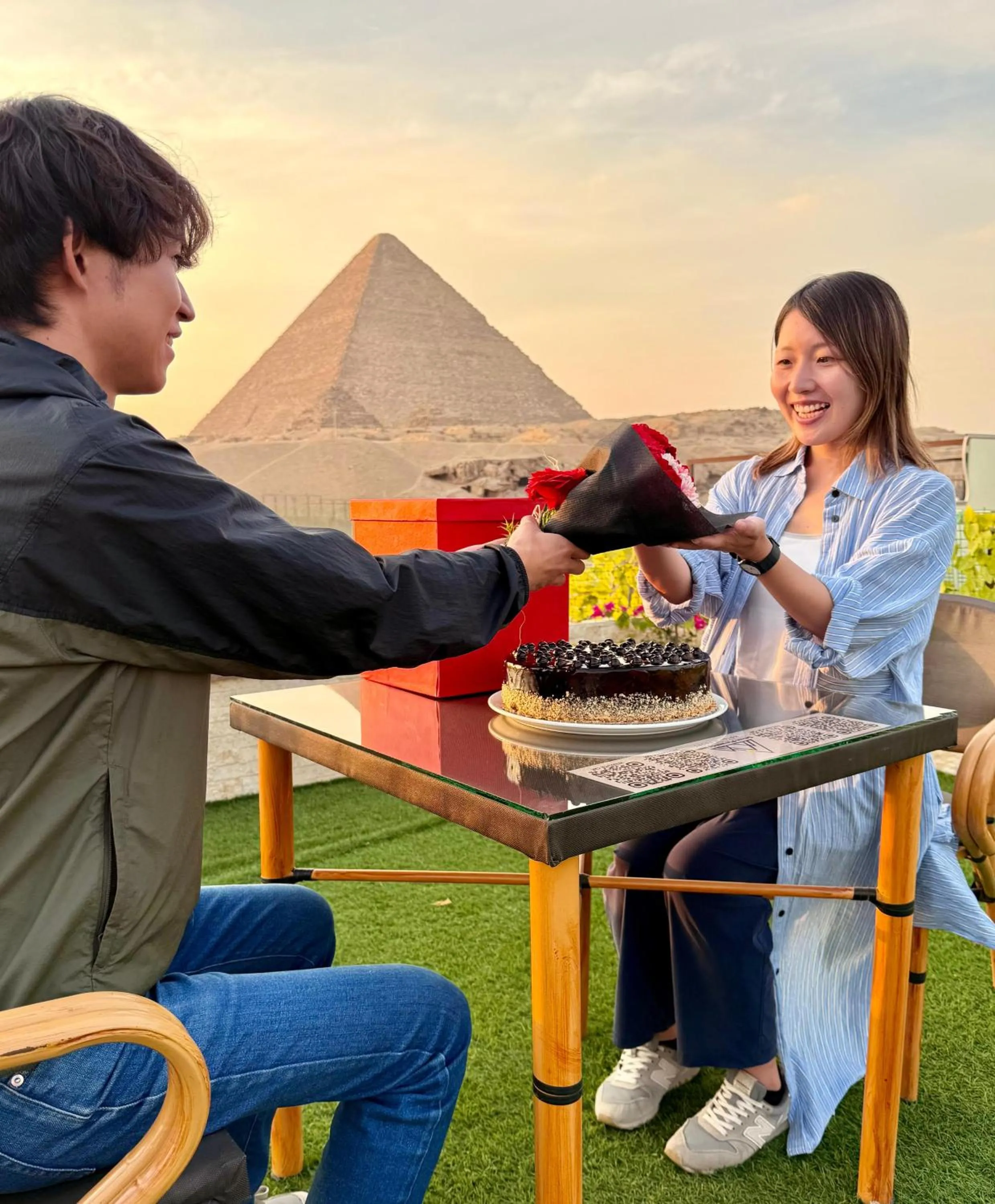 People in Seven Pyramids View Inn