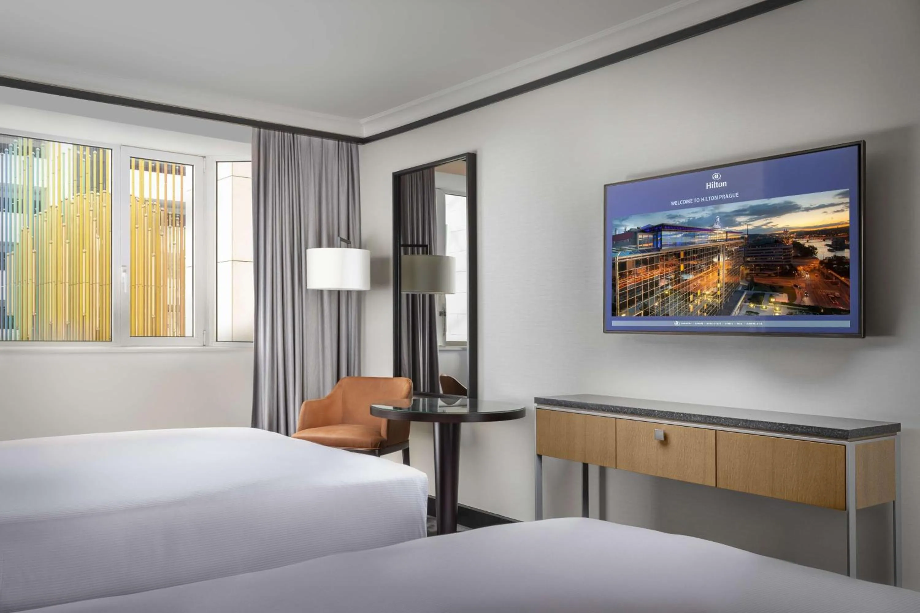 Bed in Hilton Prague Hotel