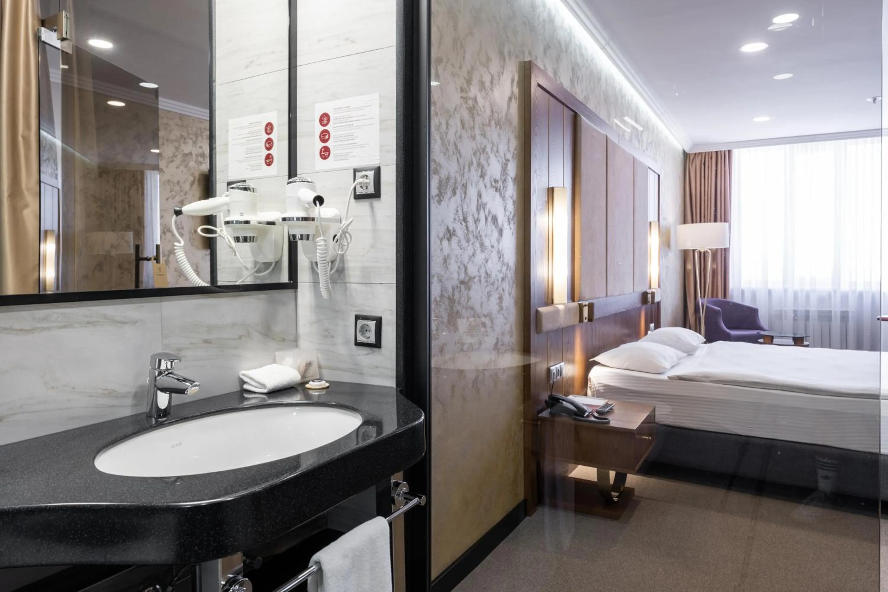 Bathroom, Bed in Reikartz Sky Almaty