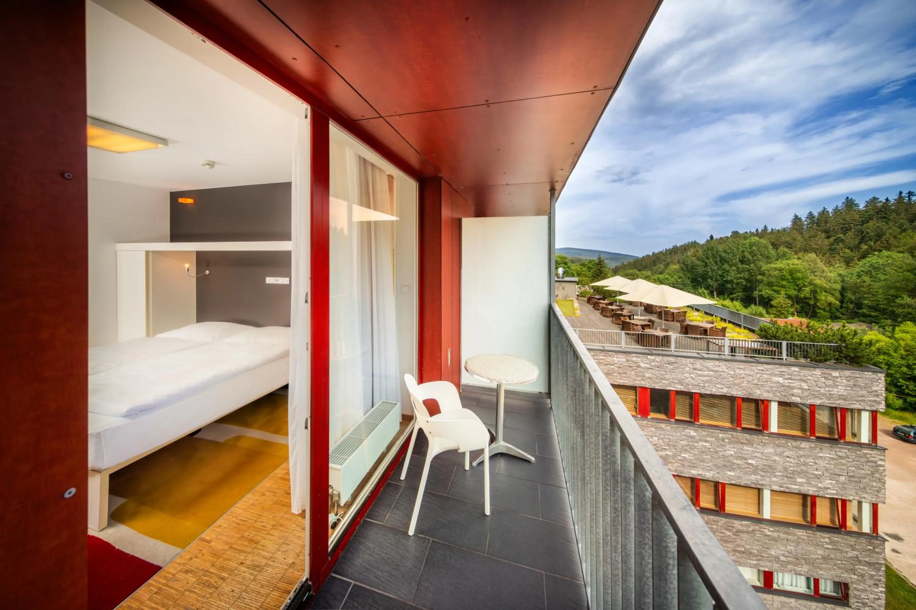 Balcony/Terrace, Bed in Omnia Hotel Relax & Wellness