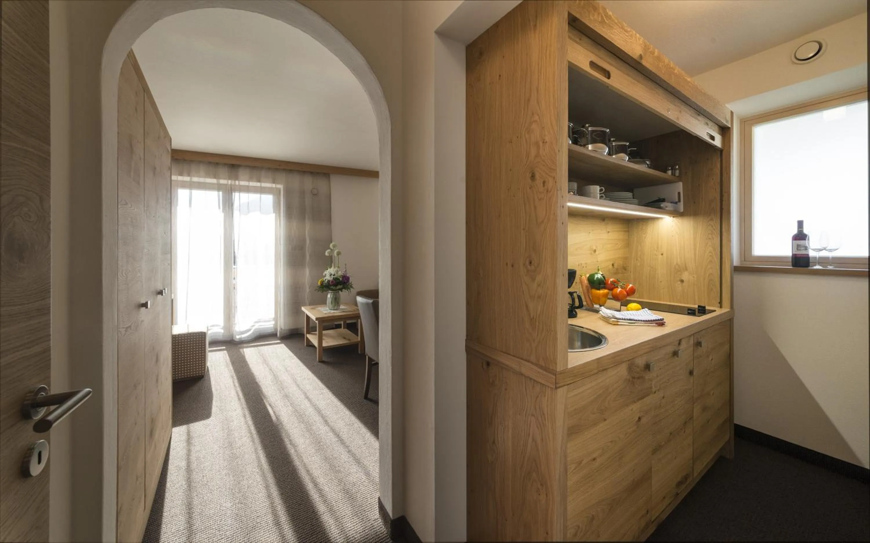 Kitchen or kitchenette, Bed in mittendorf klimaresidence