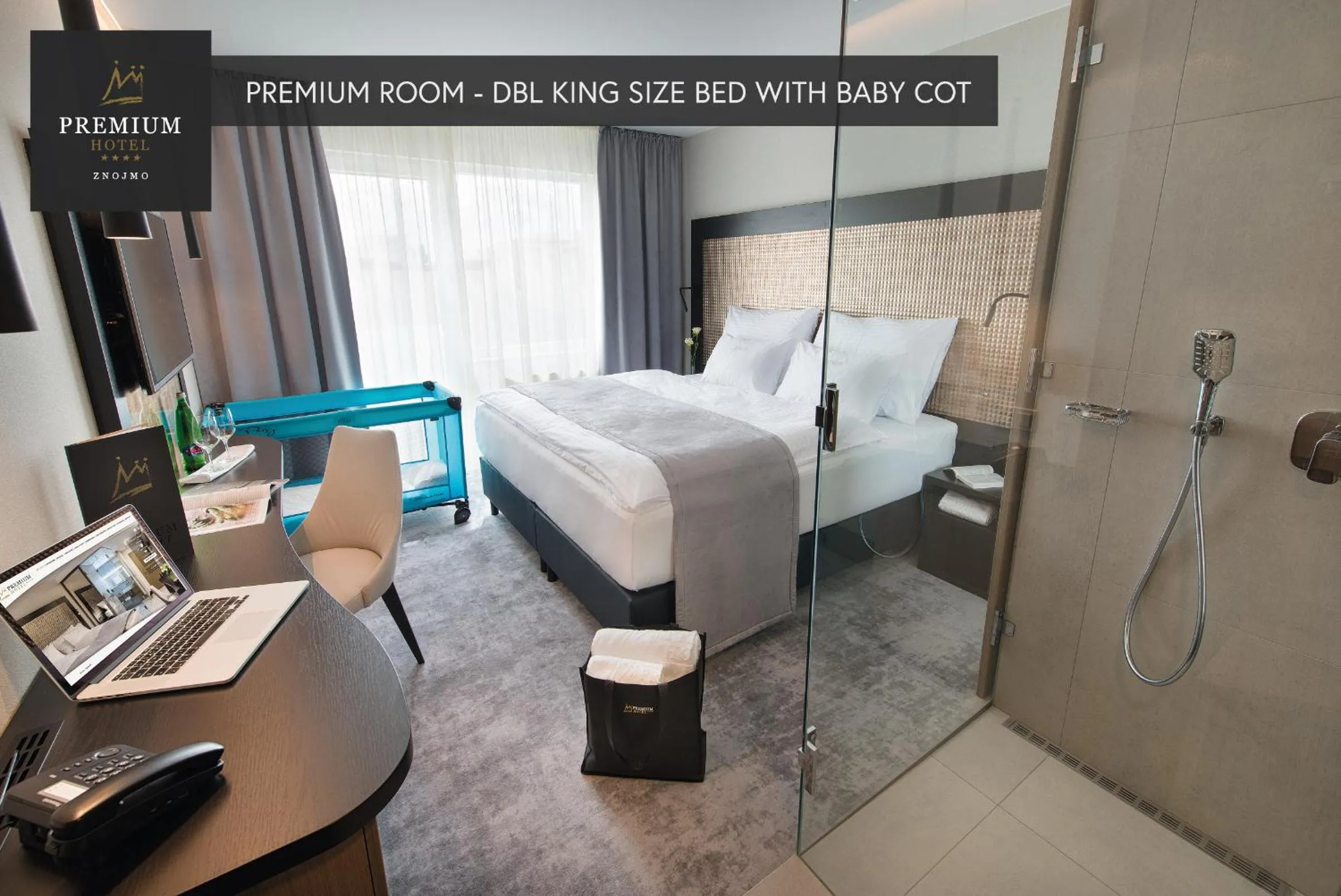 Shower, Bed in PREMIUM Wellness & Wine Hotel Znojmo