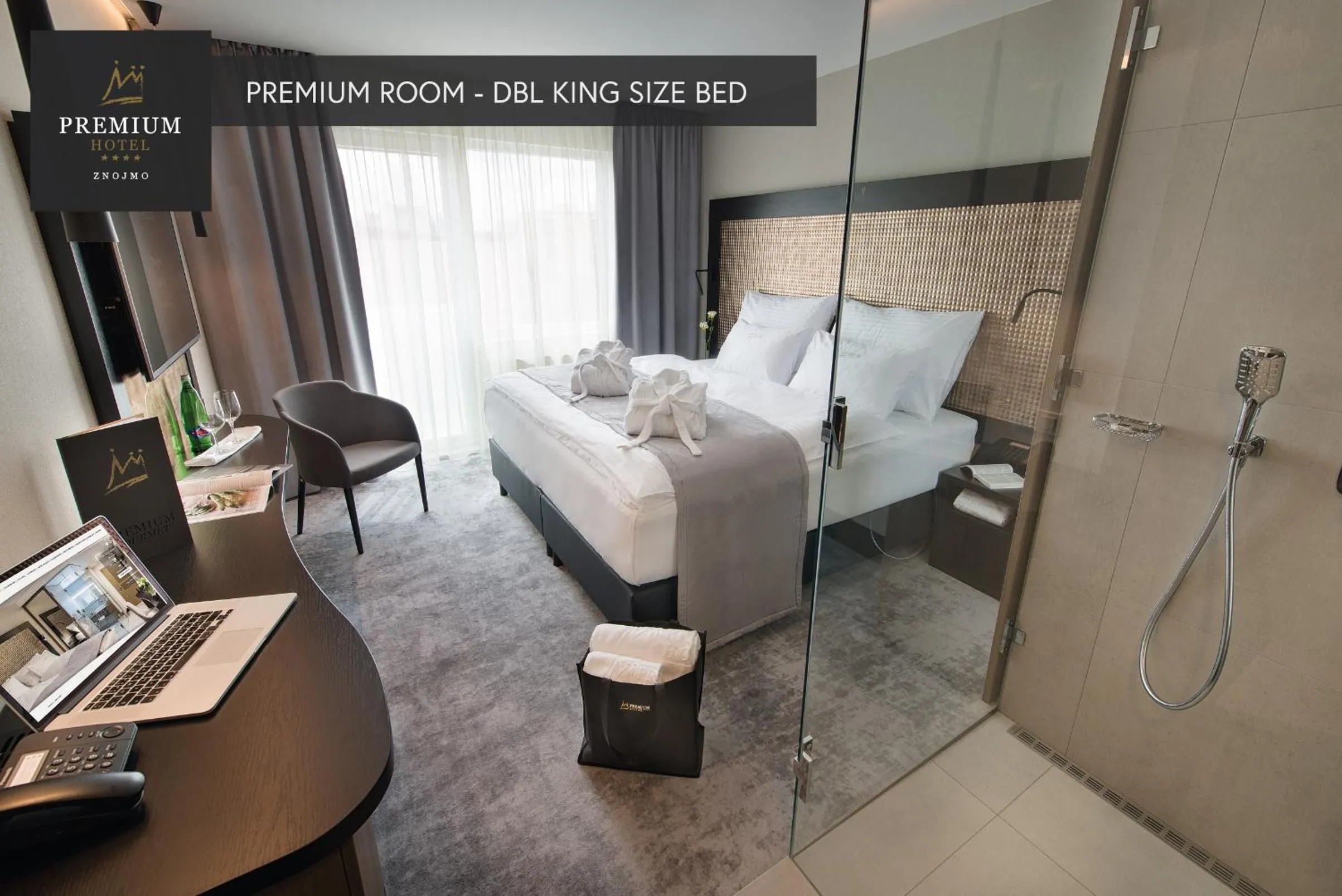 Shower, Bed in PREMIUM Wellness & Wine Hotel Znojmo