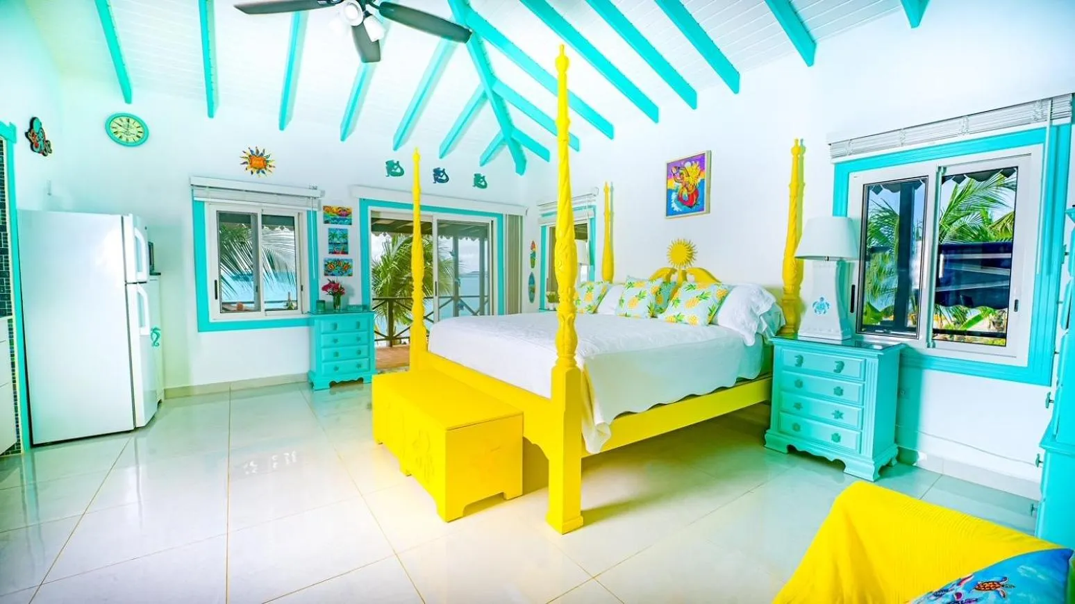 Bed in Mary's Boon Beach Resort & Spa