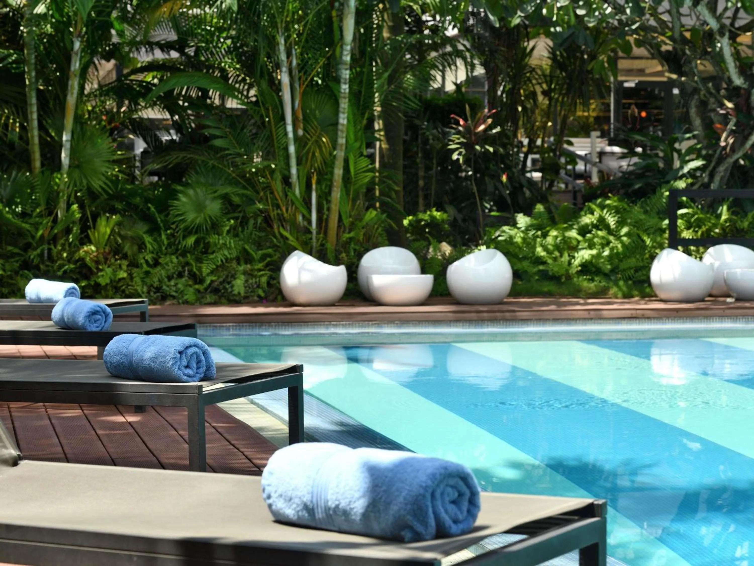 Pool view in Novotel Abidjan Plateau