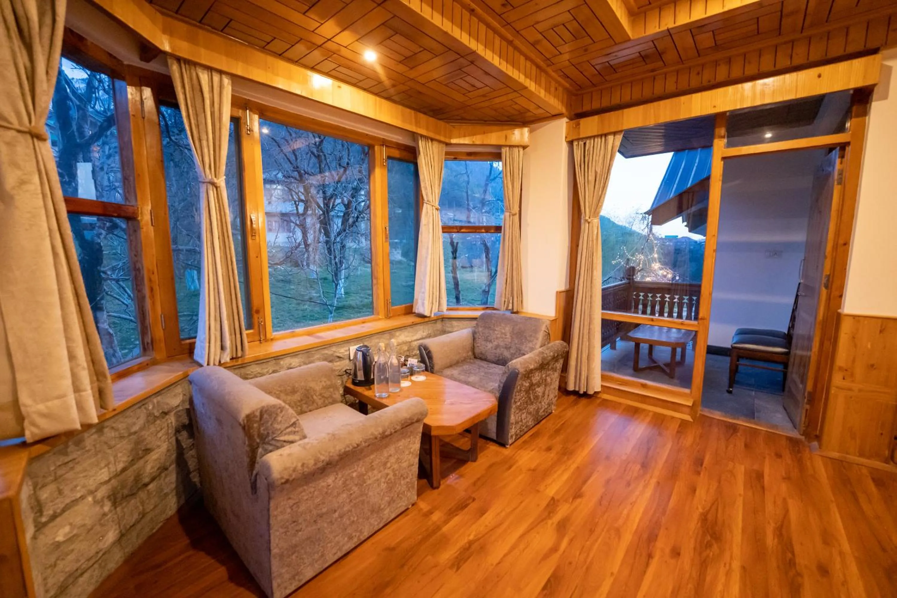 Seating area in Amarys Boutique Stays Manali