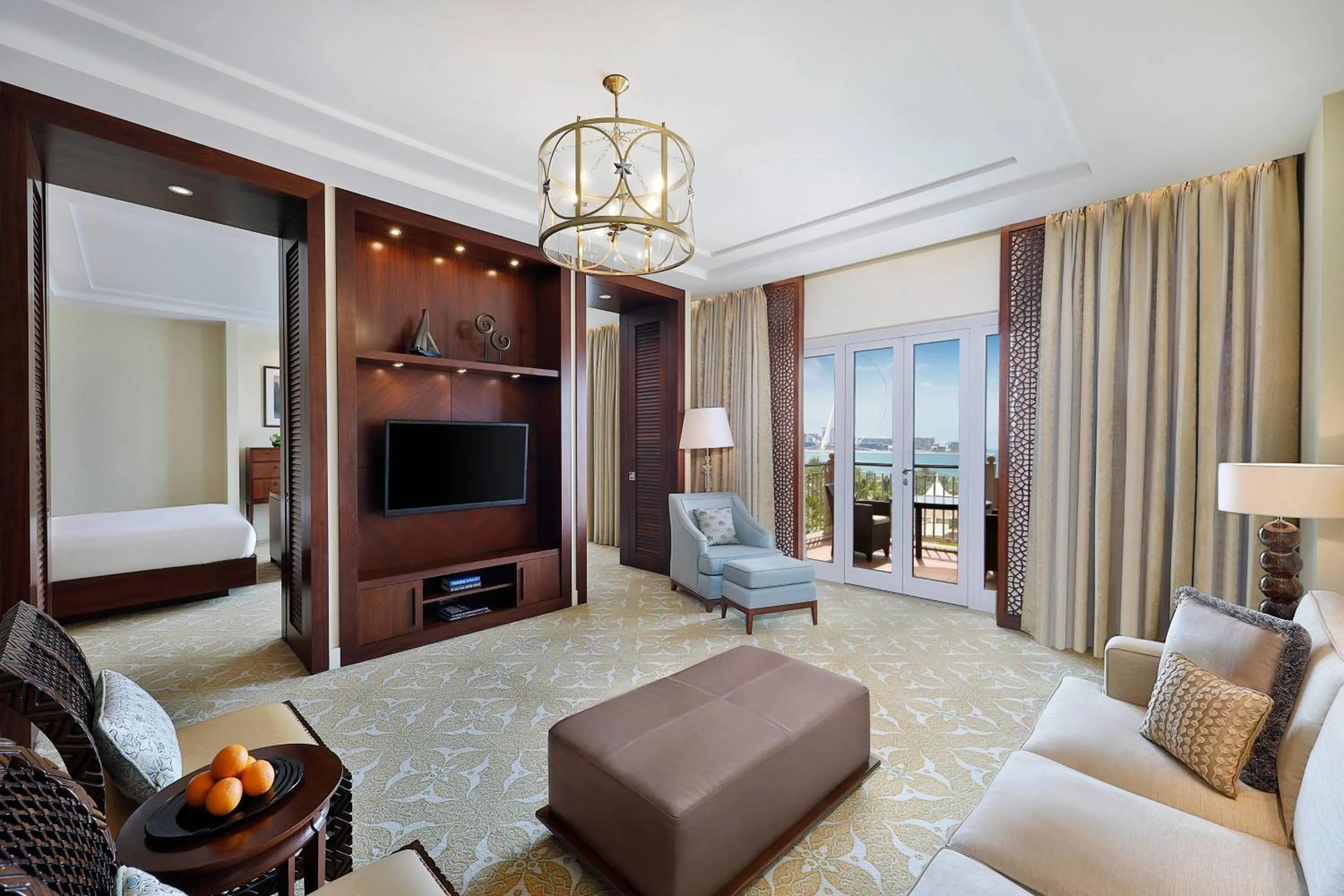 Living room, Bed in The Ritz-Carlton, Dubai
